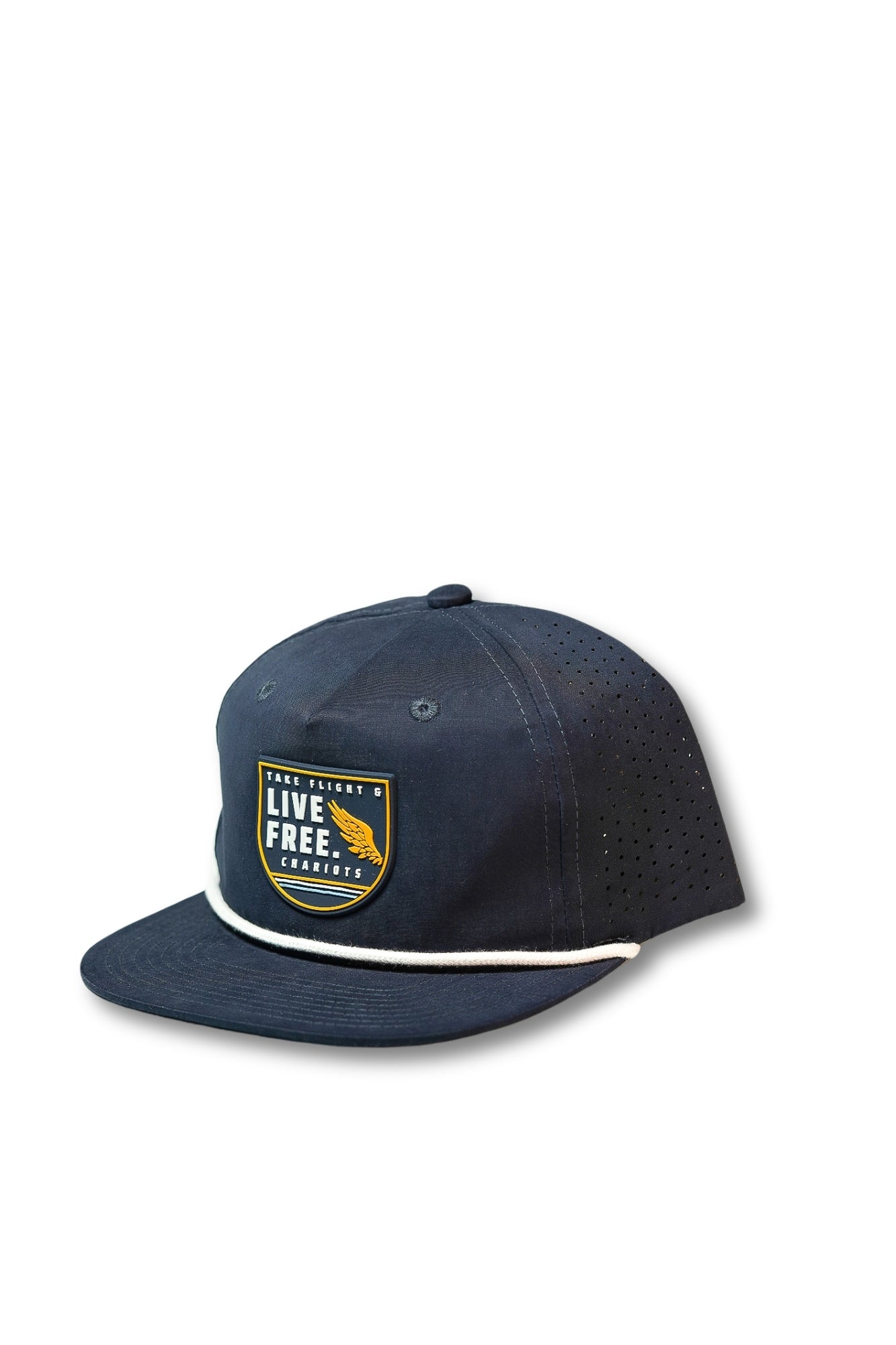 LIVE FREE 5-PANEL PERFORMANCE ROPE HAT (Navy/White)