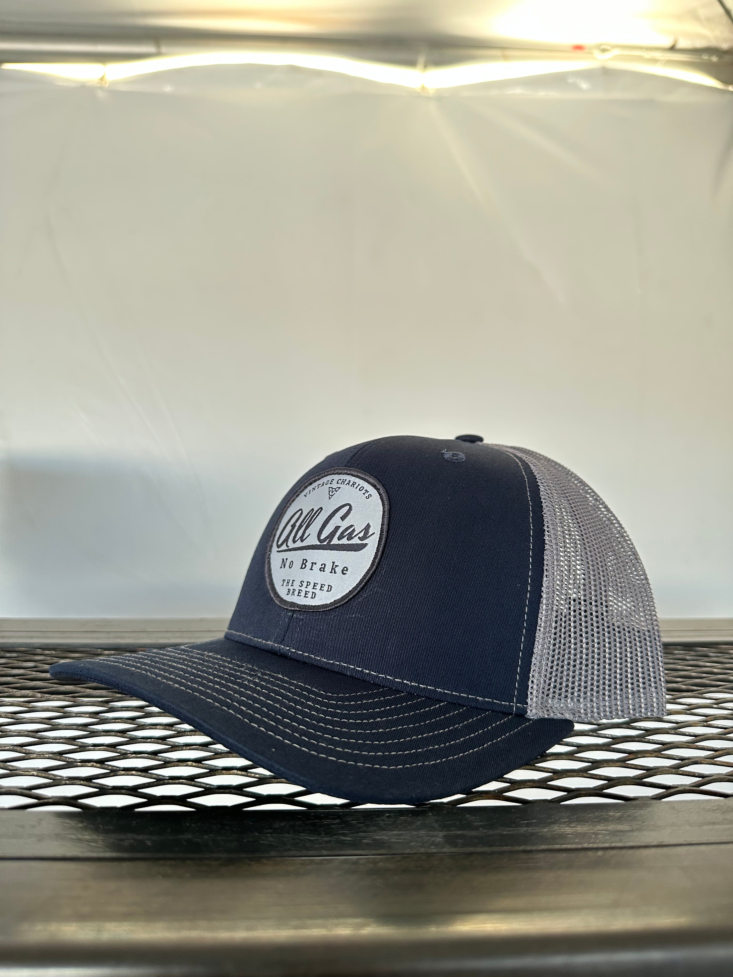 ALL GAS NO BRAKE (Navy/Charcoal Premium Trucker Hat)