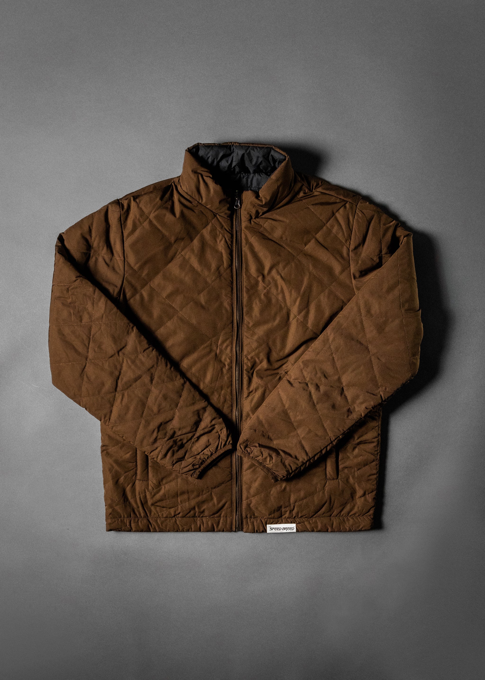 SPEED BREED PREMIUM REVERSIBLE QUILTED PUFFER JACKET (Mocha/Ebony)