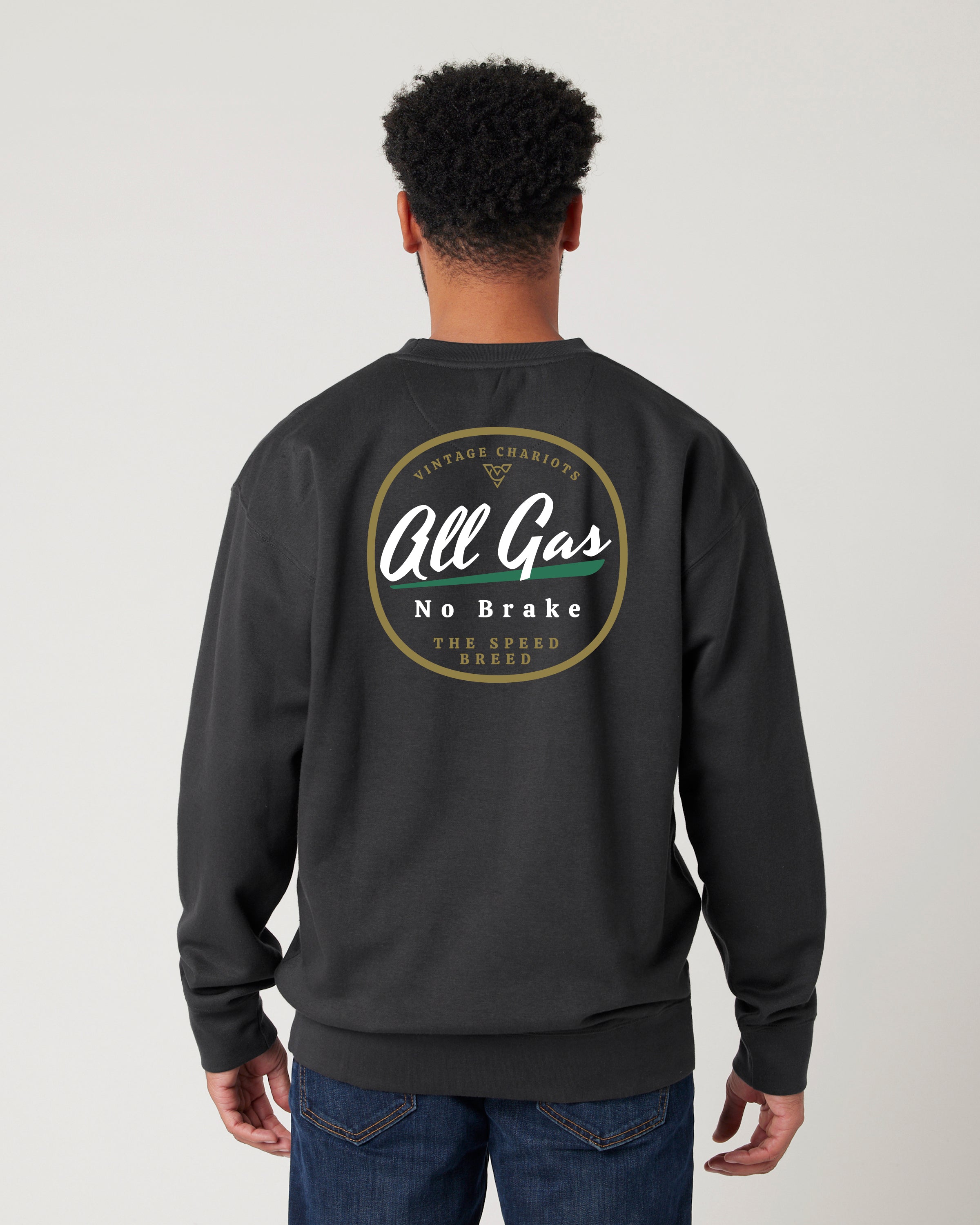 ALL GAS NO BRAKE UNISEX PREMIUM CREW NECK SWEATSHIRT (Vintage Black)