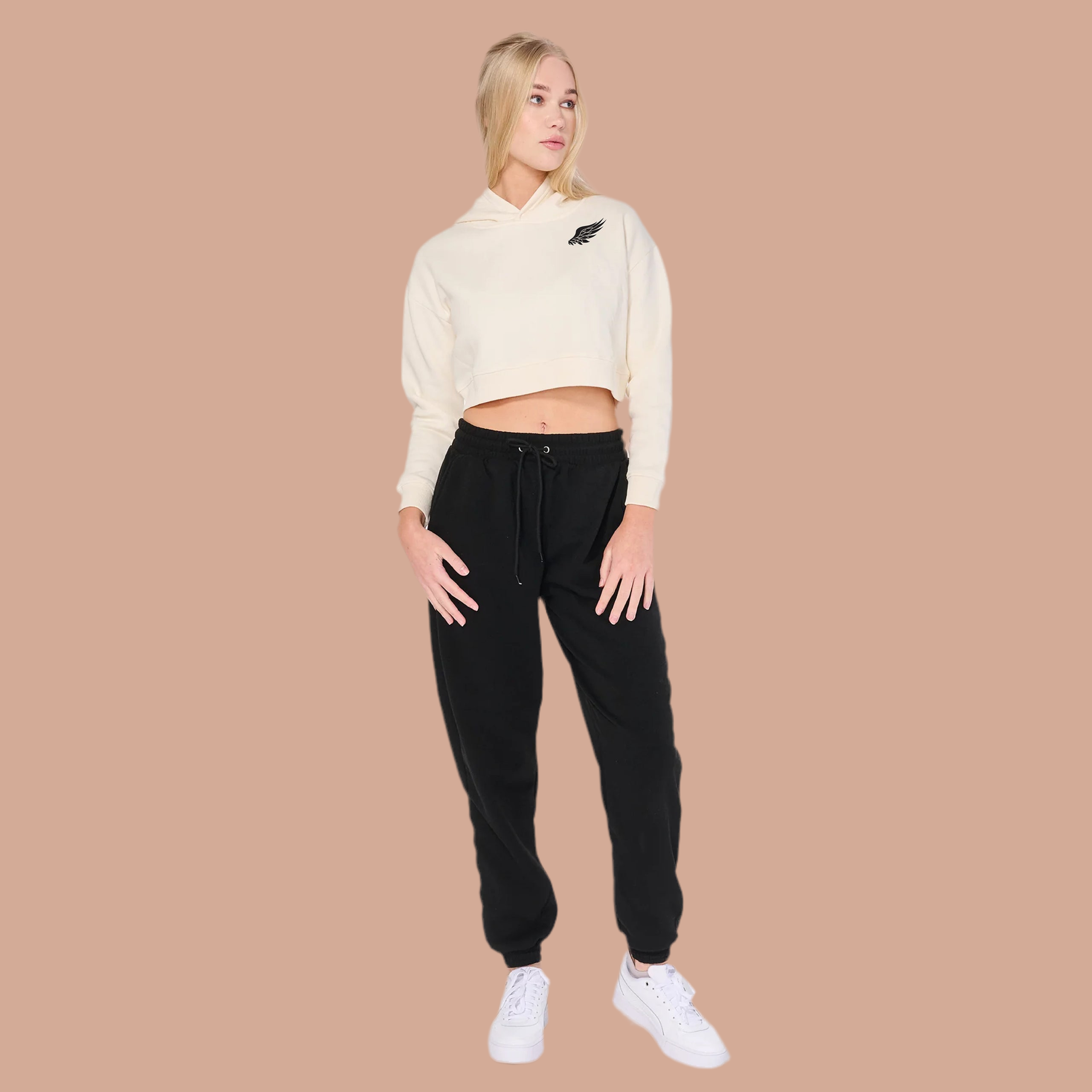 LITTLE BIRD CROP HOODIE (Cream)