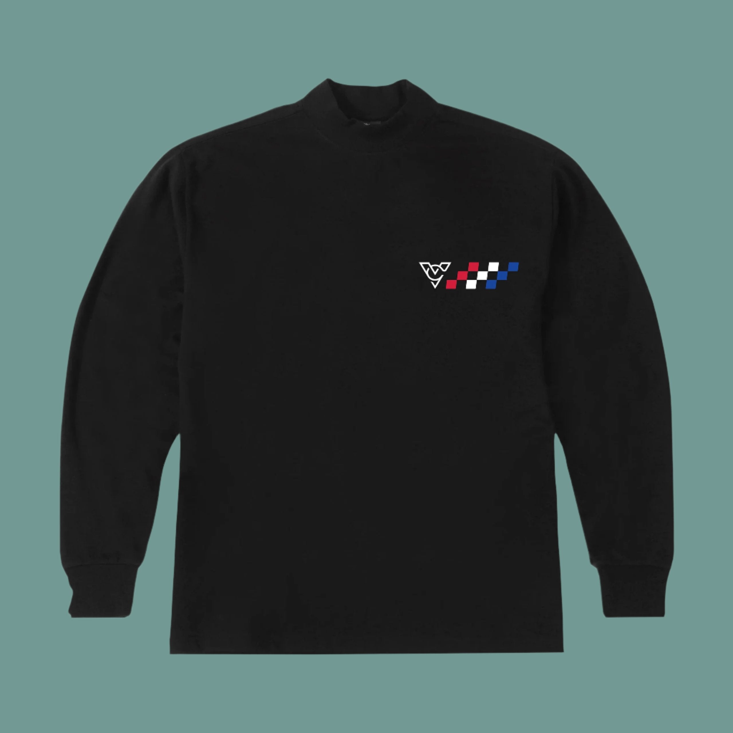 CHECKERED FLAG DRYFLEX MOCK NECK (Black)
