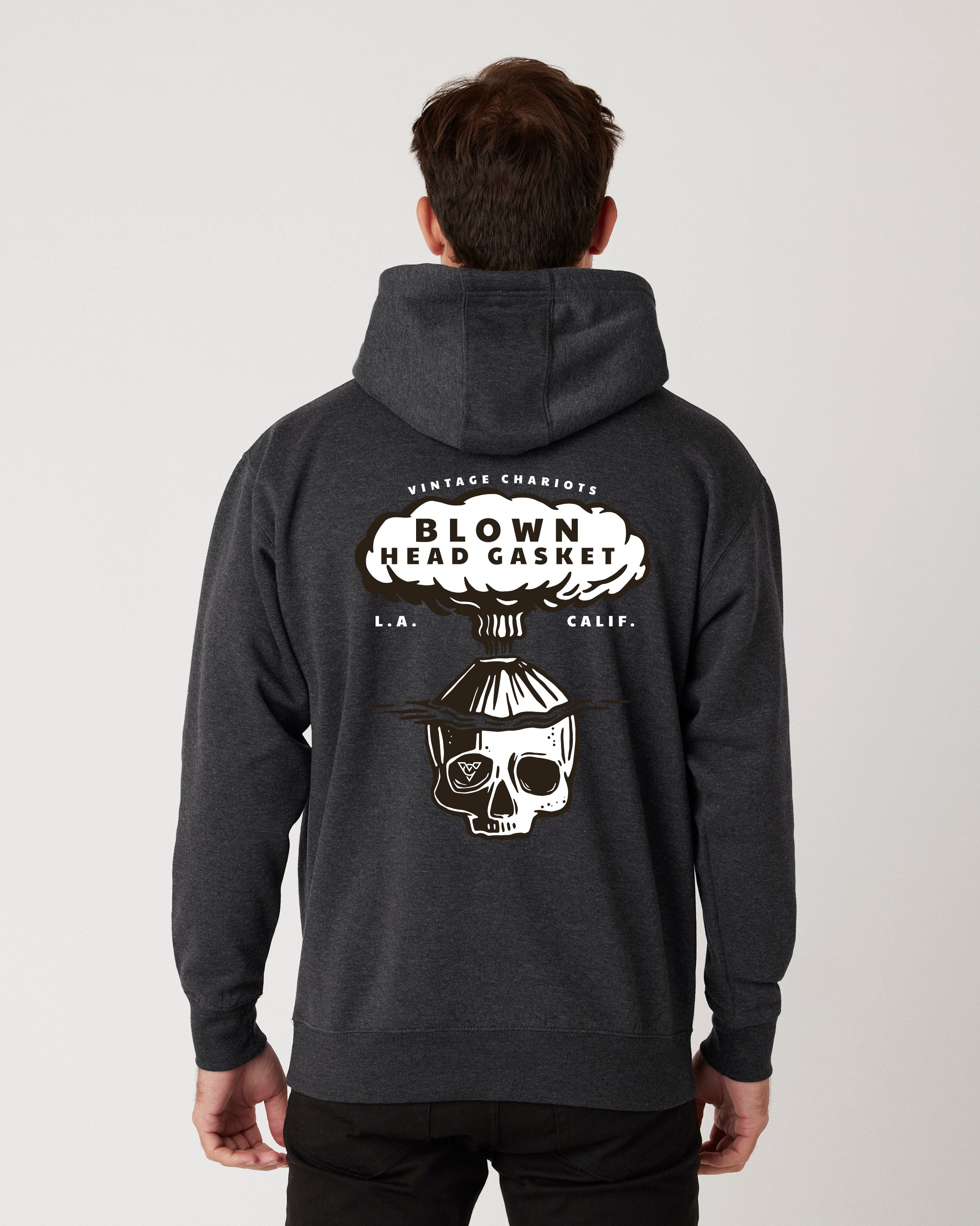 BLOWN HEAD GASKET UNISEX PREMIUM PULLOVER HOODIE (Charcoal Heather)