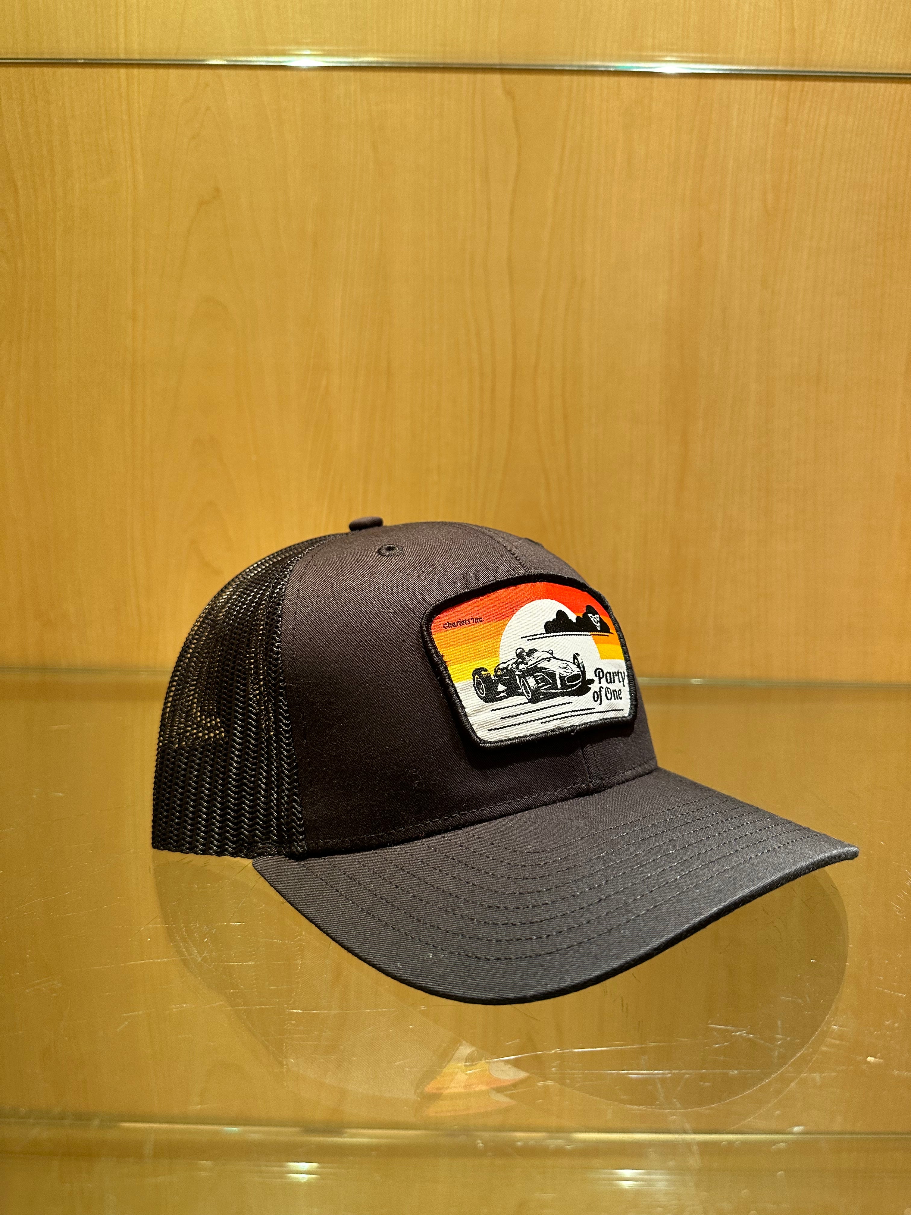 PARTY OF ONE (Black/Black Premium Trucker Hat)