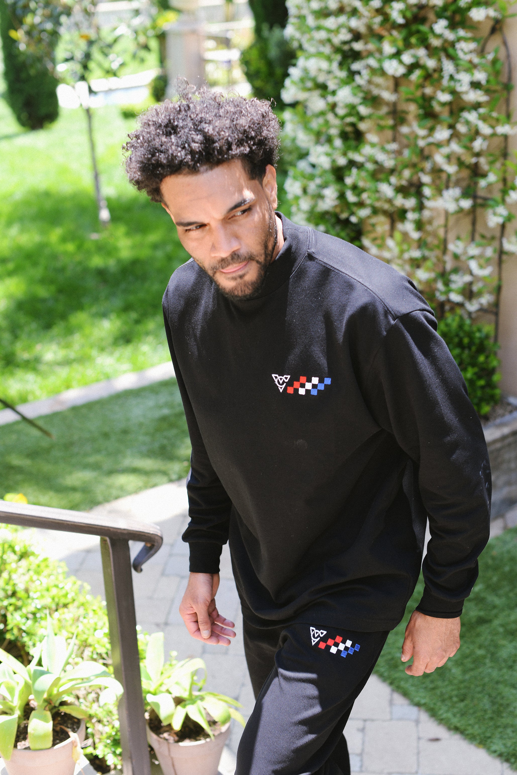 CHECKERED FLAG DRYFLEX MOCK NECK (Black)