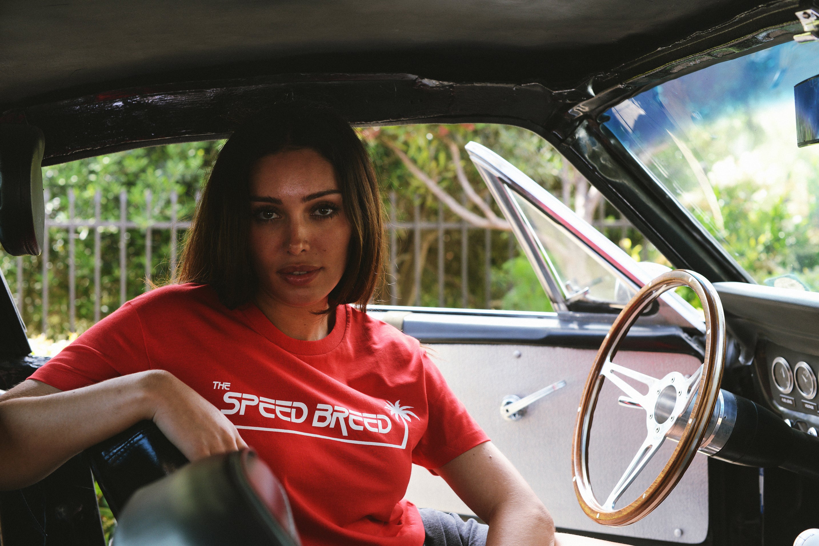 PALM TREE SPEED BREED WOMENS CROP TOP TEE (Team Red)