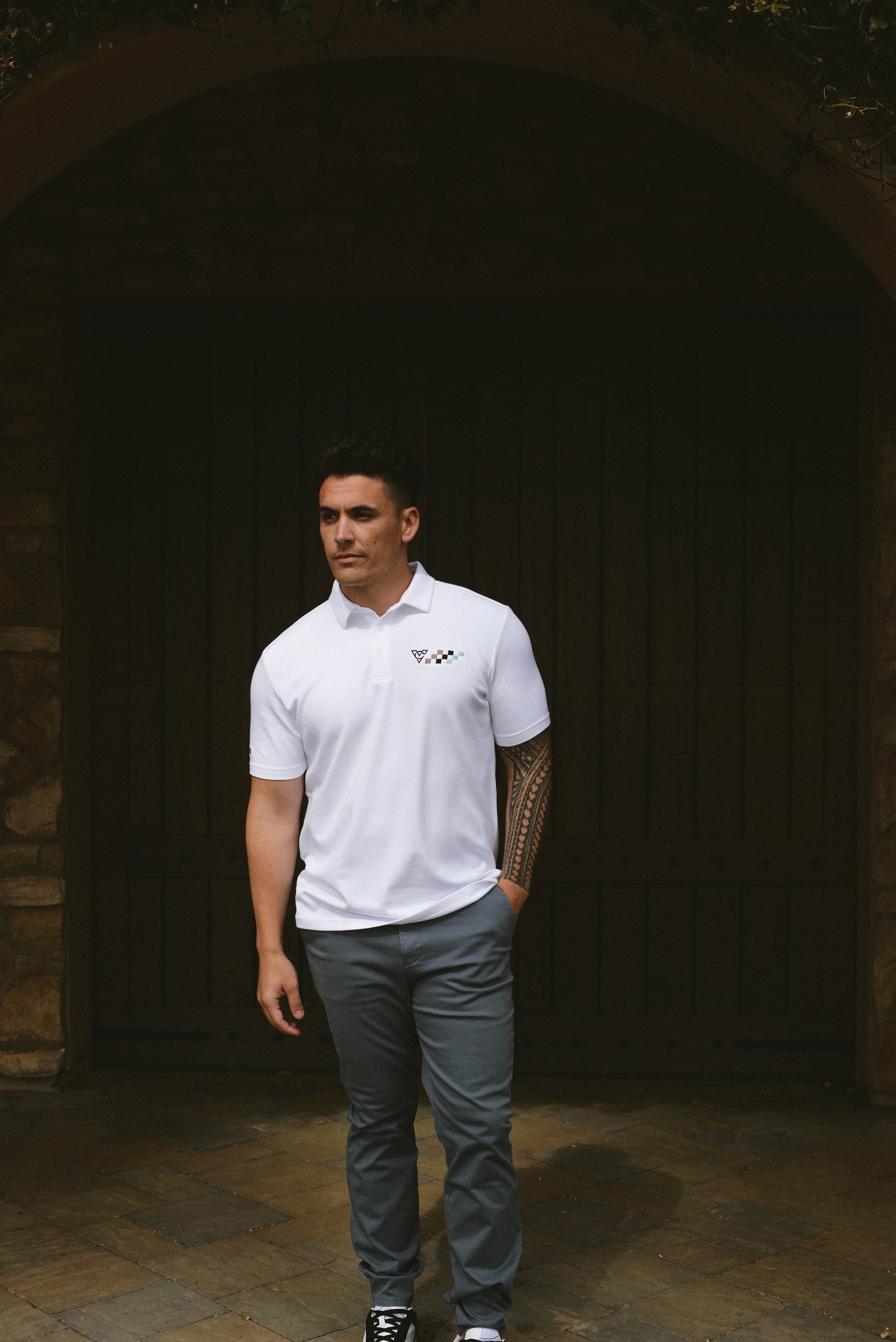 CHECKERED FLAG DRYFLEX POLO (White)