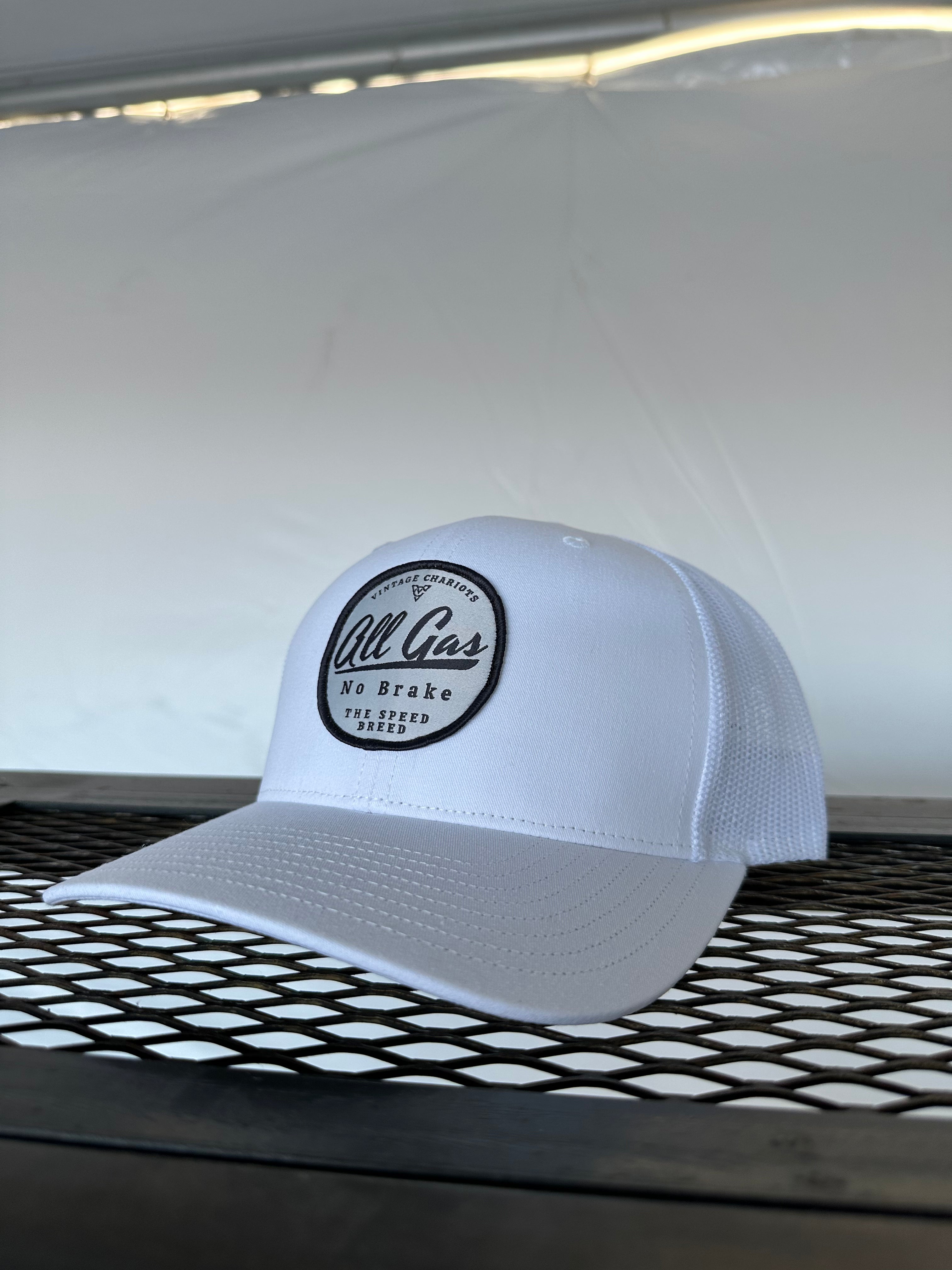 ALL GAS NO BRAKE (White Premium Trucker Hat)