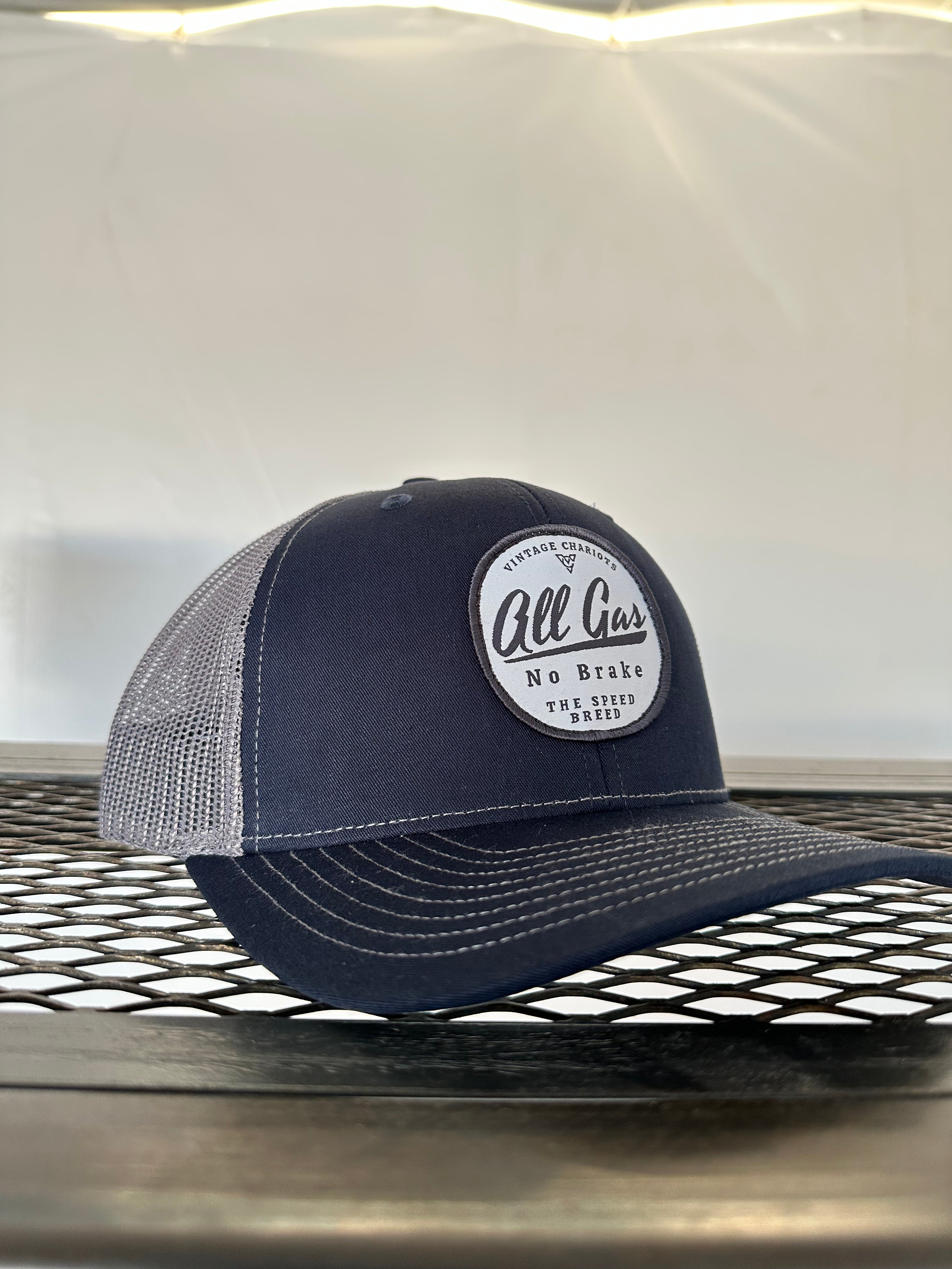 ALL GAS NO BRAKE (Navy/Charcoal Premium Trucker Hat)