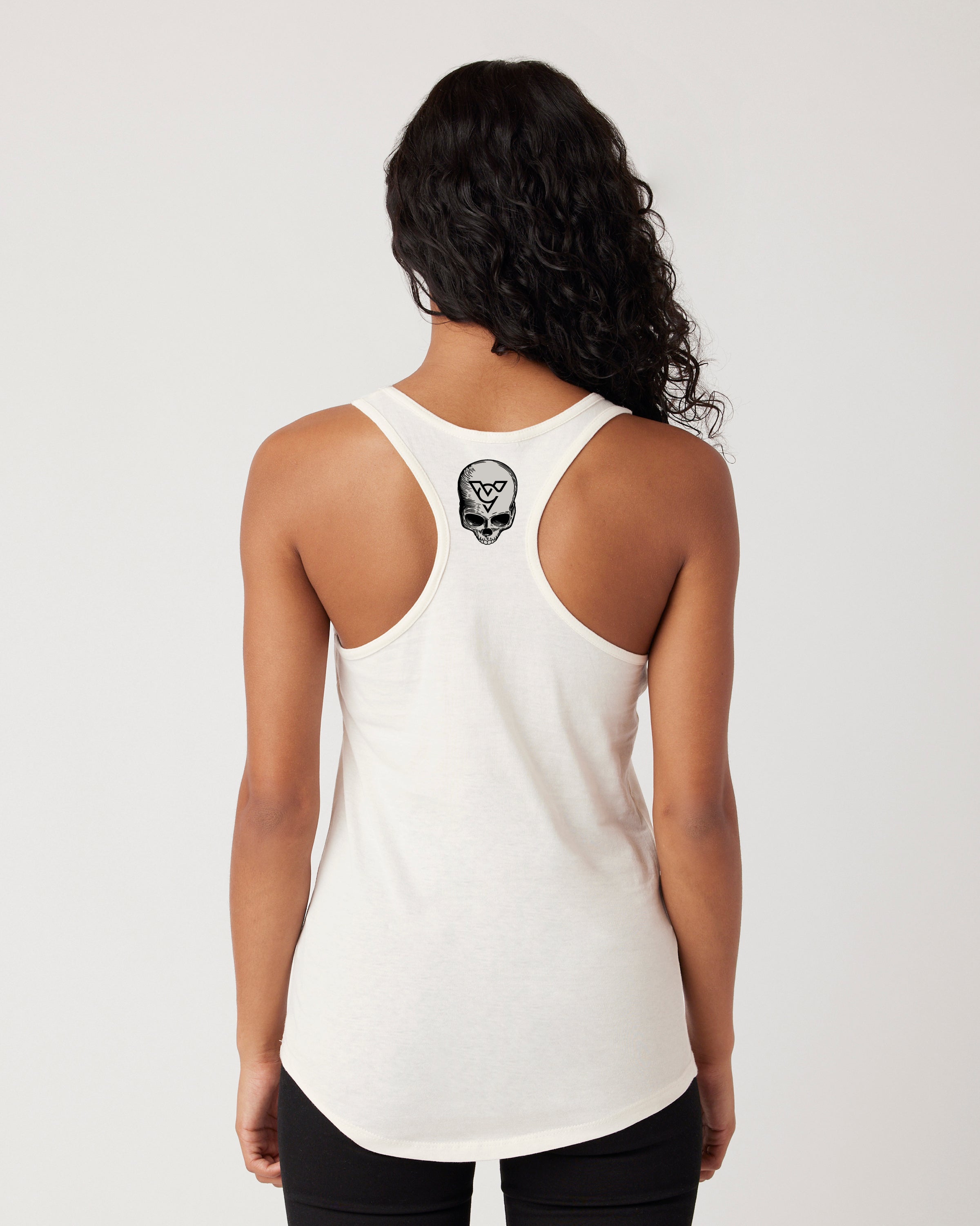 FLYING SKULL WOMENS RACERBACK TANK (Vintage White)