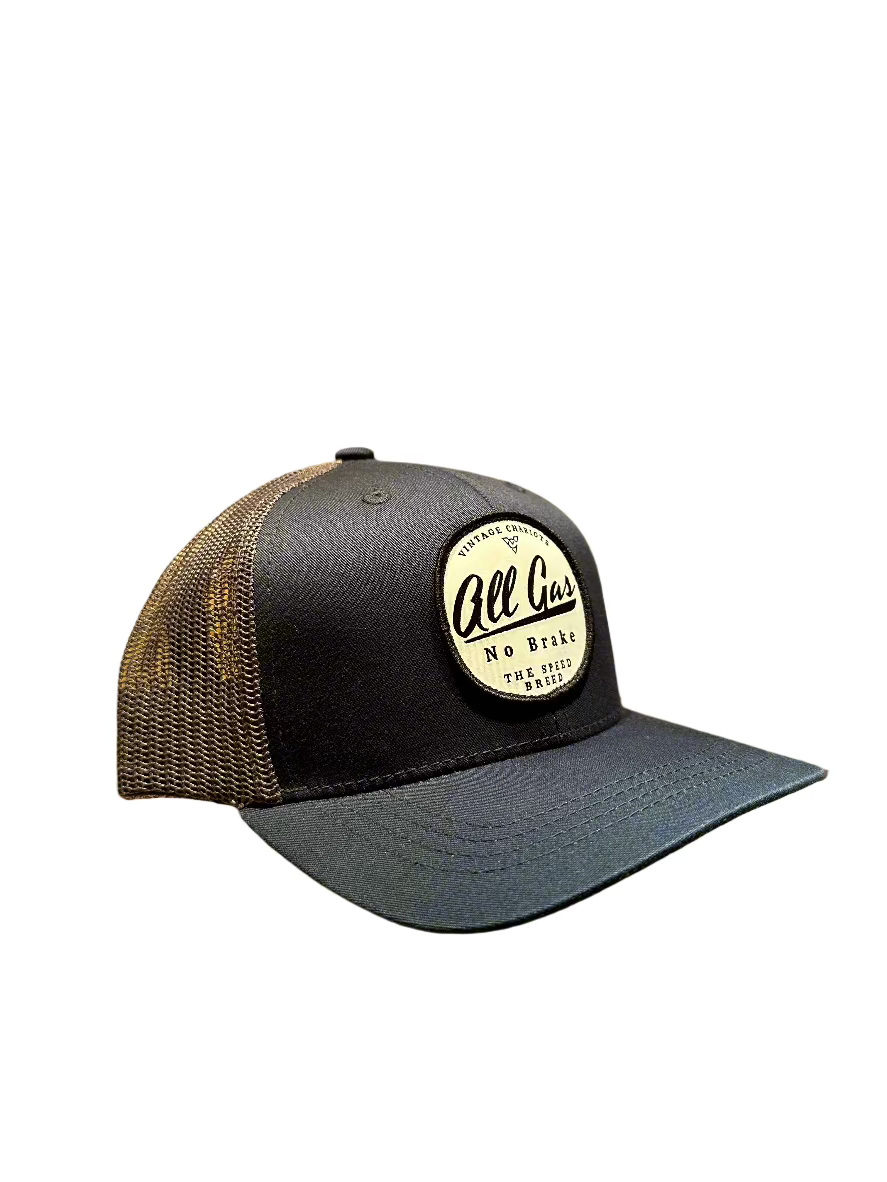 ALL GAS NO BRAKE YOUTH TRUCKER HAT (Navy/Charcoal)