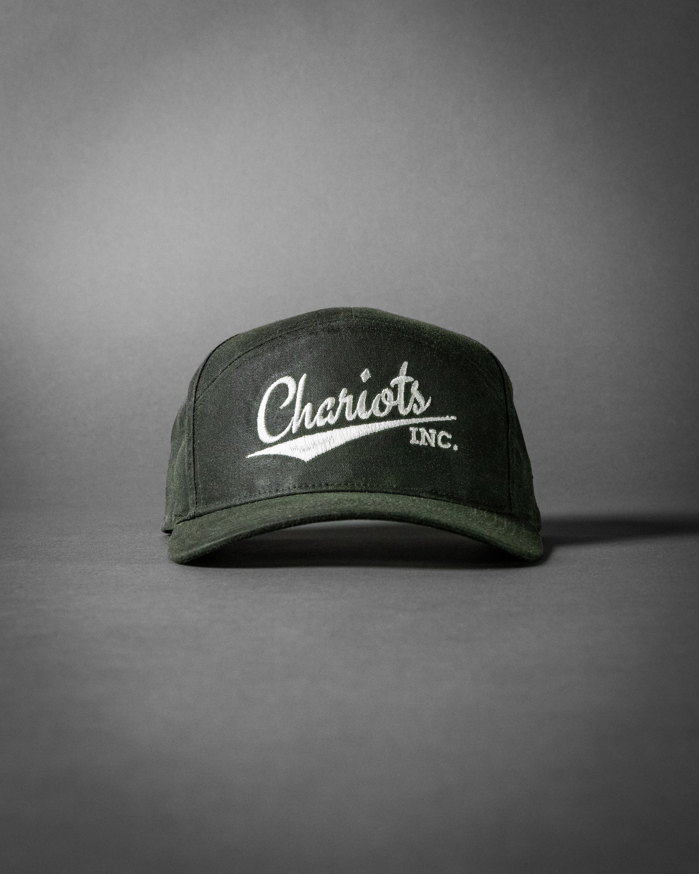 BOOSHWAY (Dark Olive/Silver; Premium 7-Panel Rugged Waxed Cotton Hat)