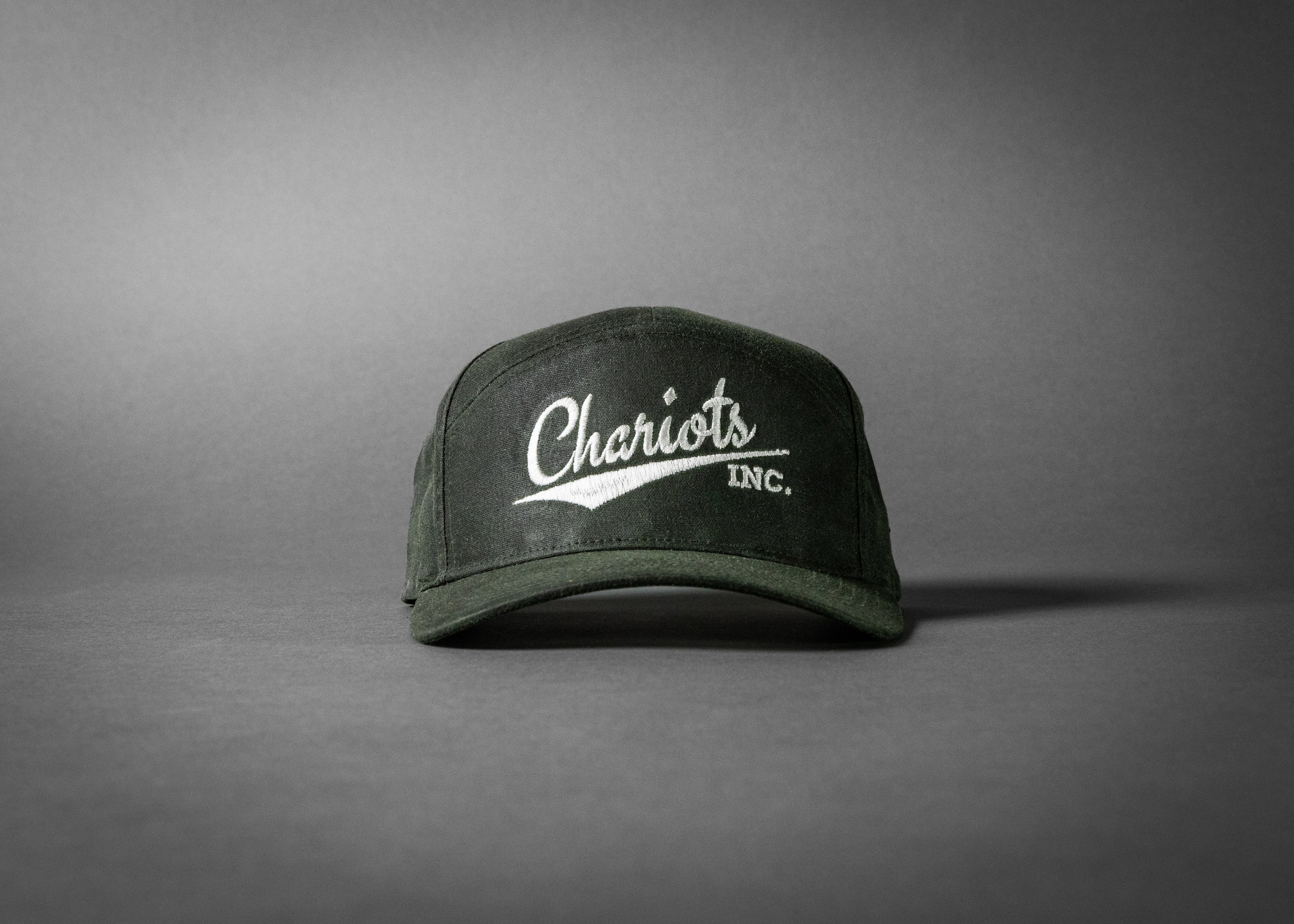 BOOSHWAY (Dark Olive/Silver; Premium 7-Panel Rugged Waxed Cotton Hat)