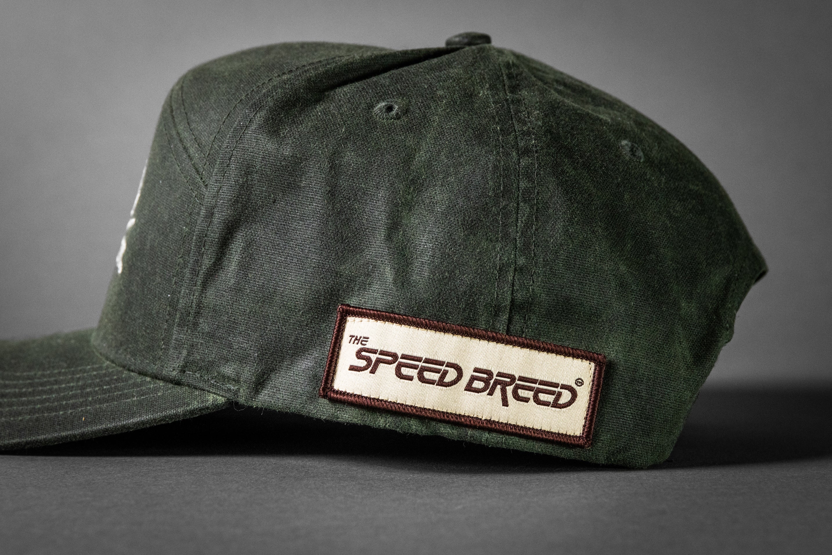 BOOSHWAY (Dark Olive/Silver; Premium 7-Panel Rugged Waxed Cotton Hat)