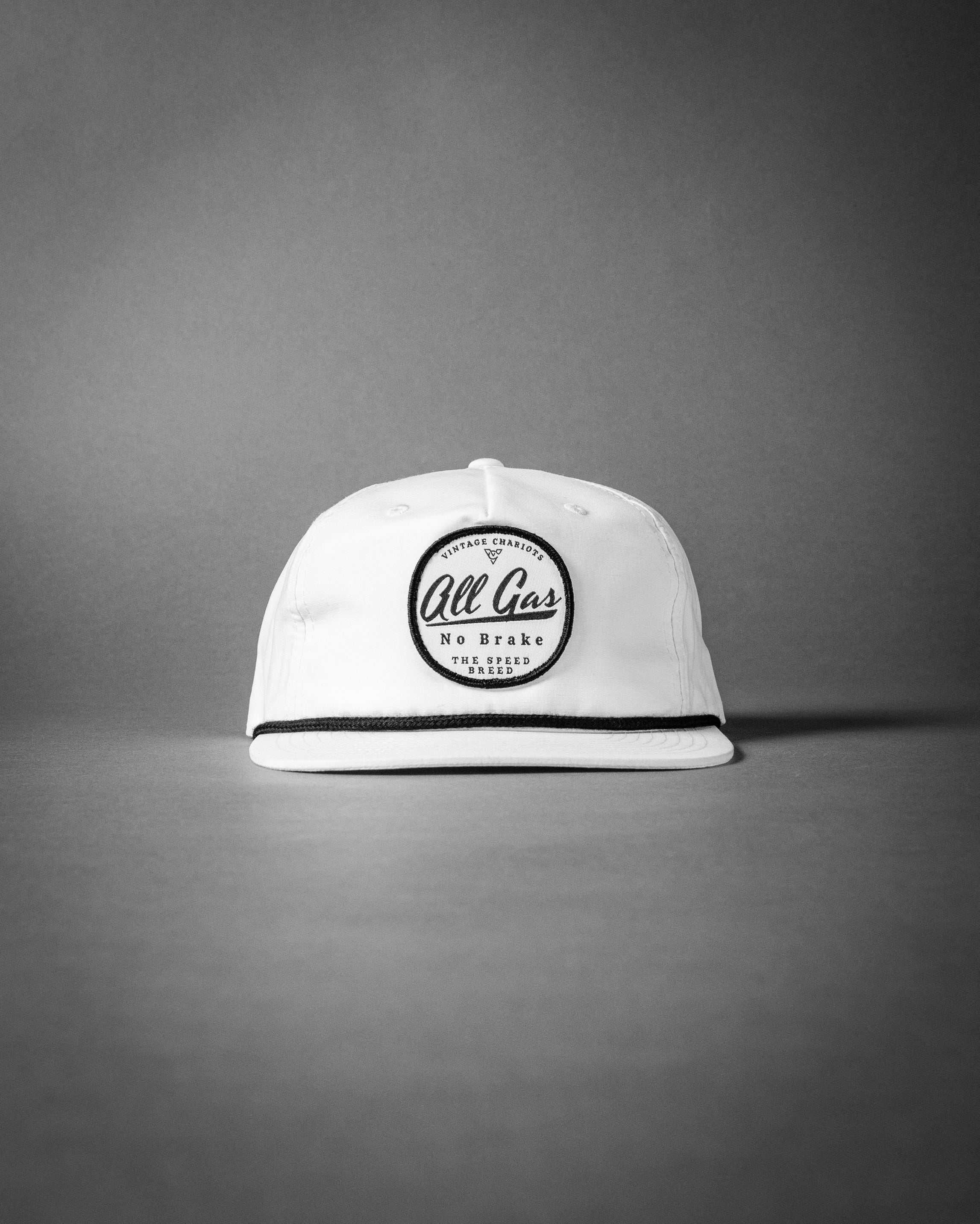 ALL GAS NO BRAKE (White/Black Rope Grandpa Hat)