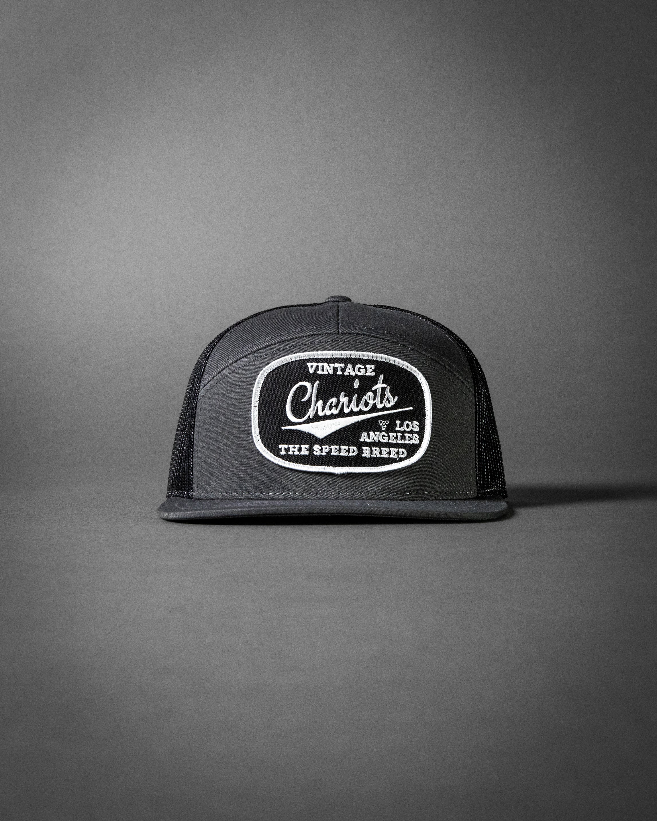 CHARIOTS (Charcoal/Black Premium 7-Panel Trucker Hat)