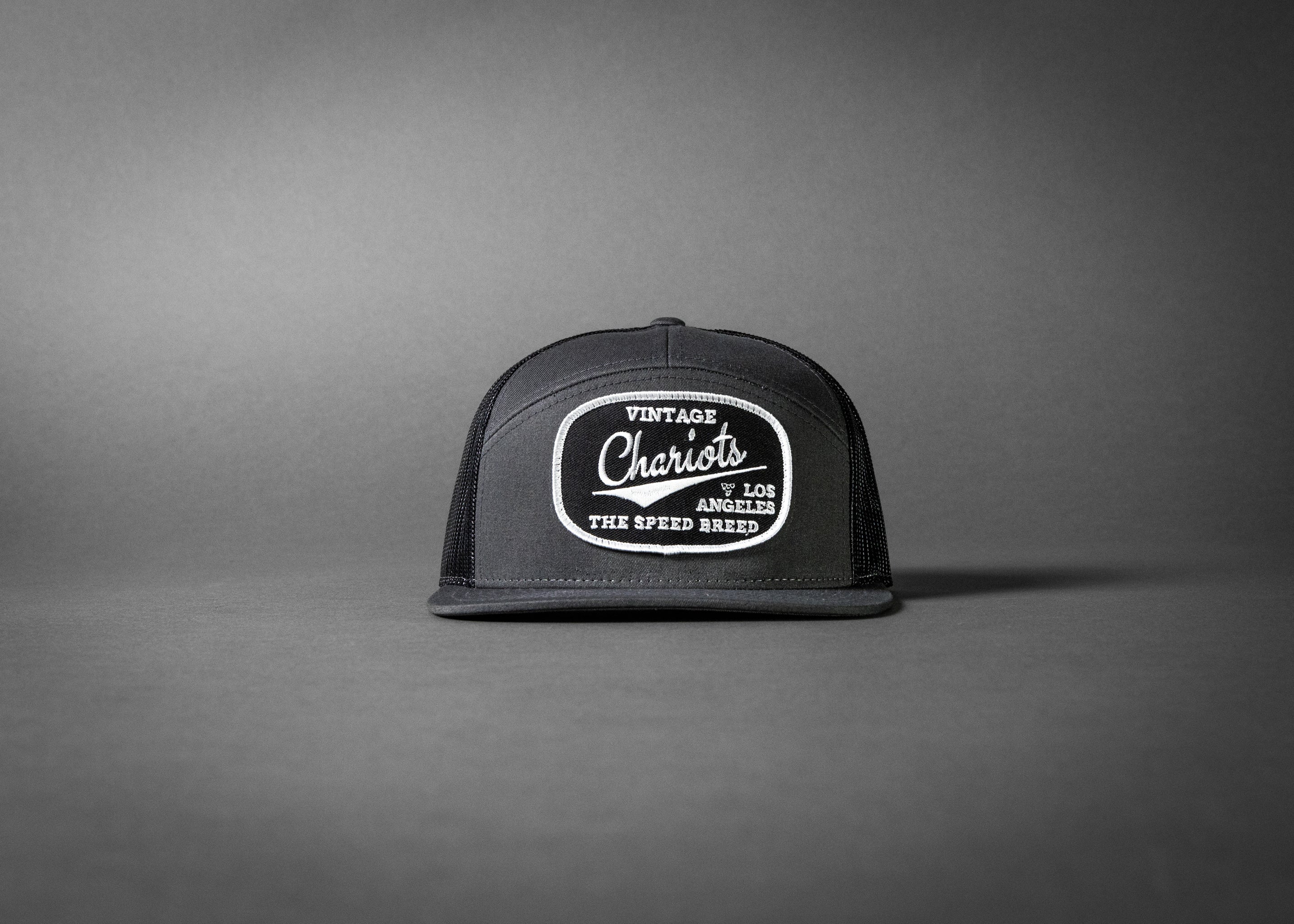CHARIOTS (Charcoal/Black Premium 7-Panel Trucker Hat)