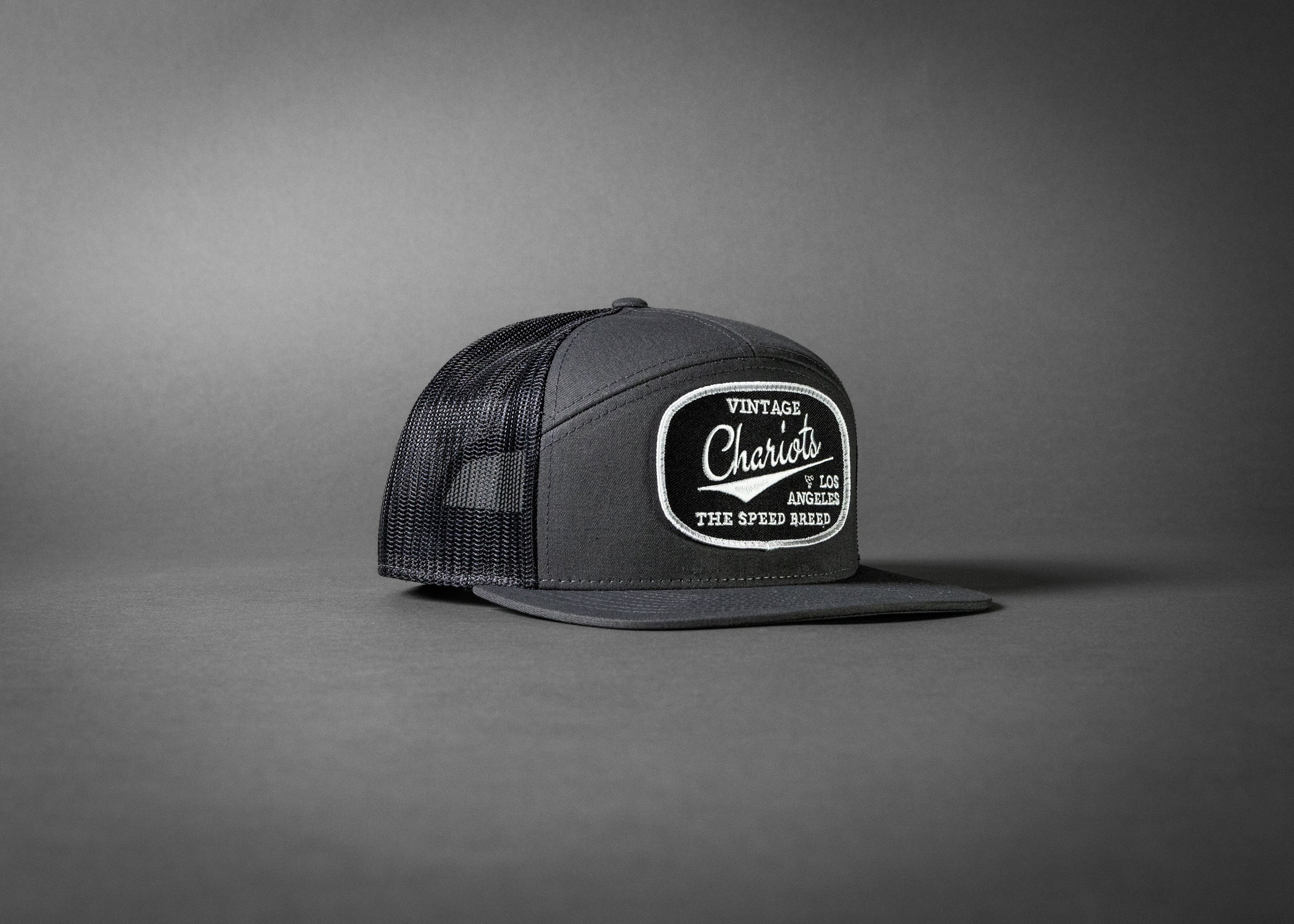 CHARIOTS (Charcoal/Black Premium 7-Panel Trucker Hat)