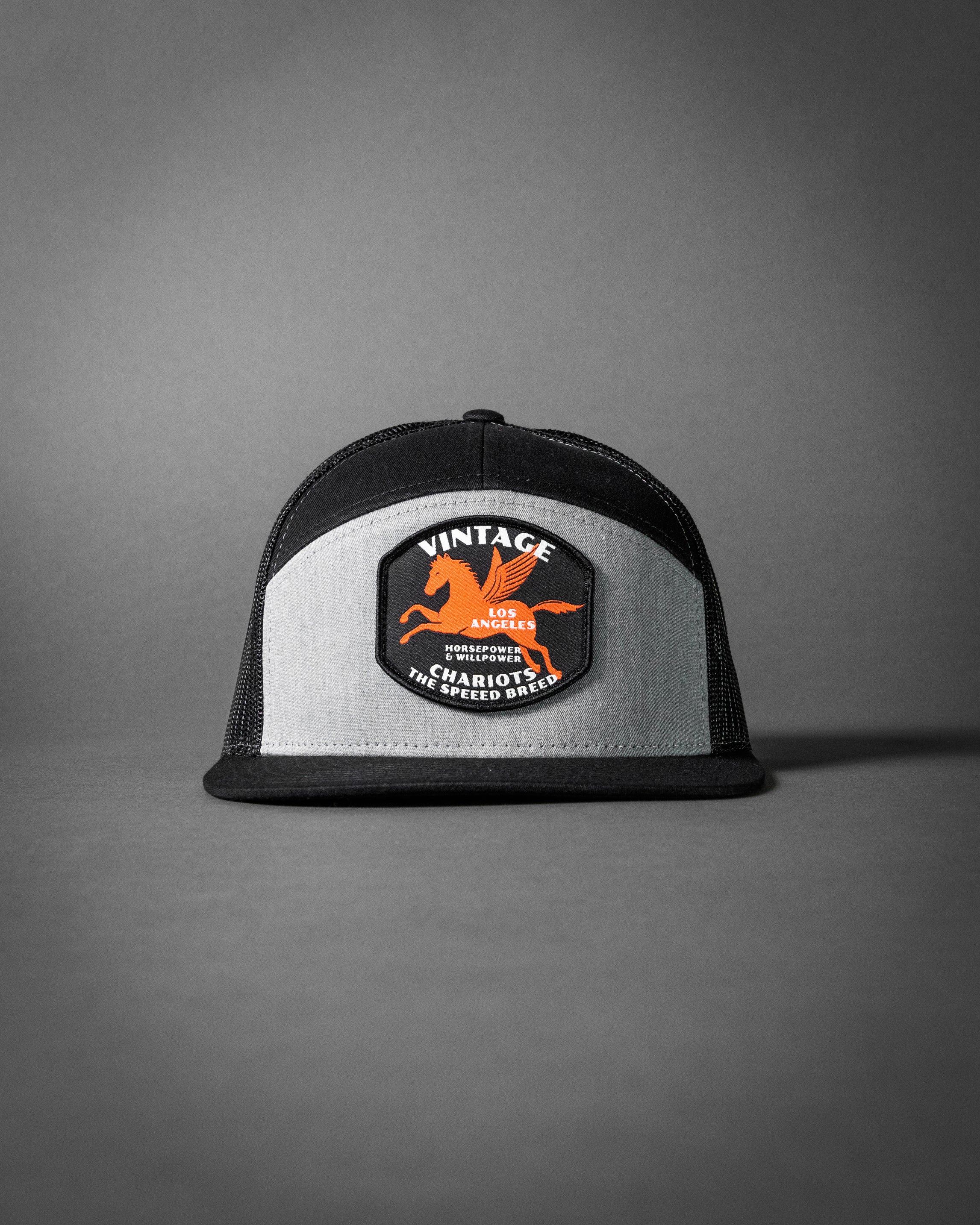 PEGASUS (Heather Grey/Black Premium 7-Panel Trucker Hat)