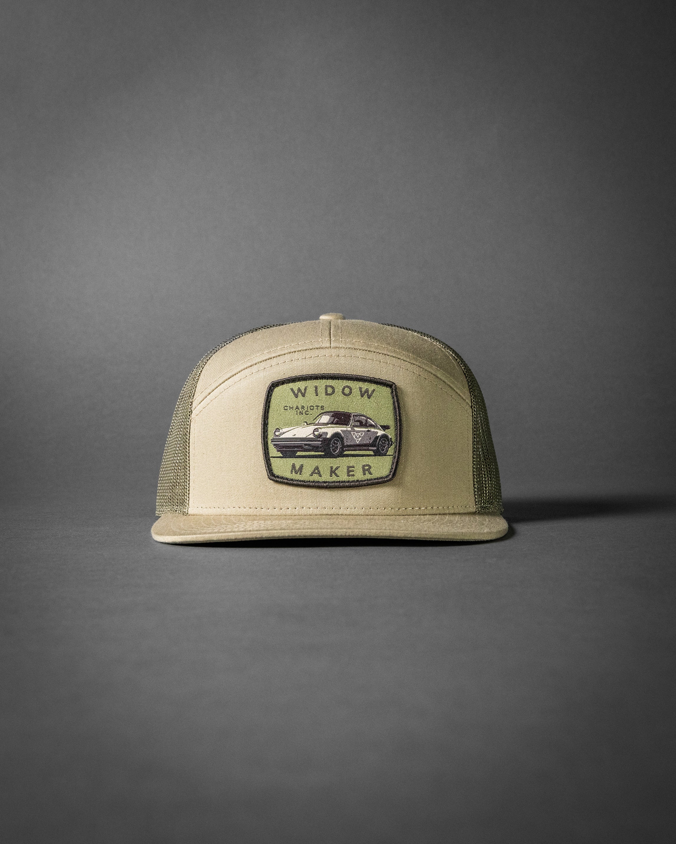 WIDOWMAKER (Pale Khaki/Loden Green Premium 7-Panel Trucker Hat)