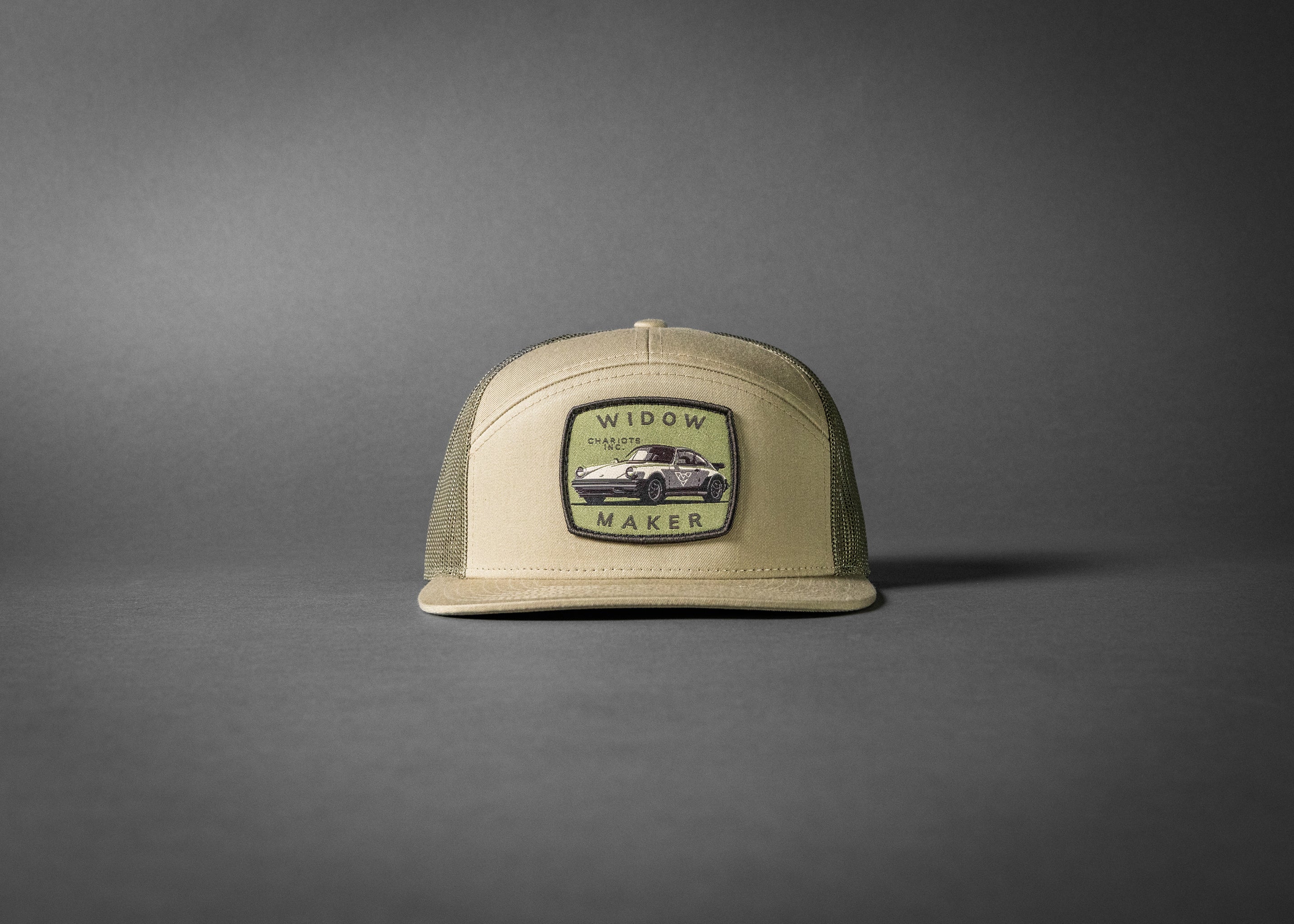 WIDOWMAKER (Pale Khaki/Loden Green Premium 7-Panel Trucker Hat)