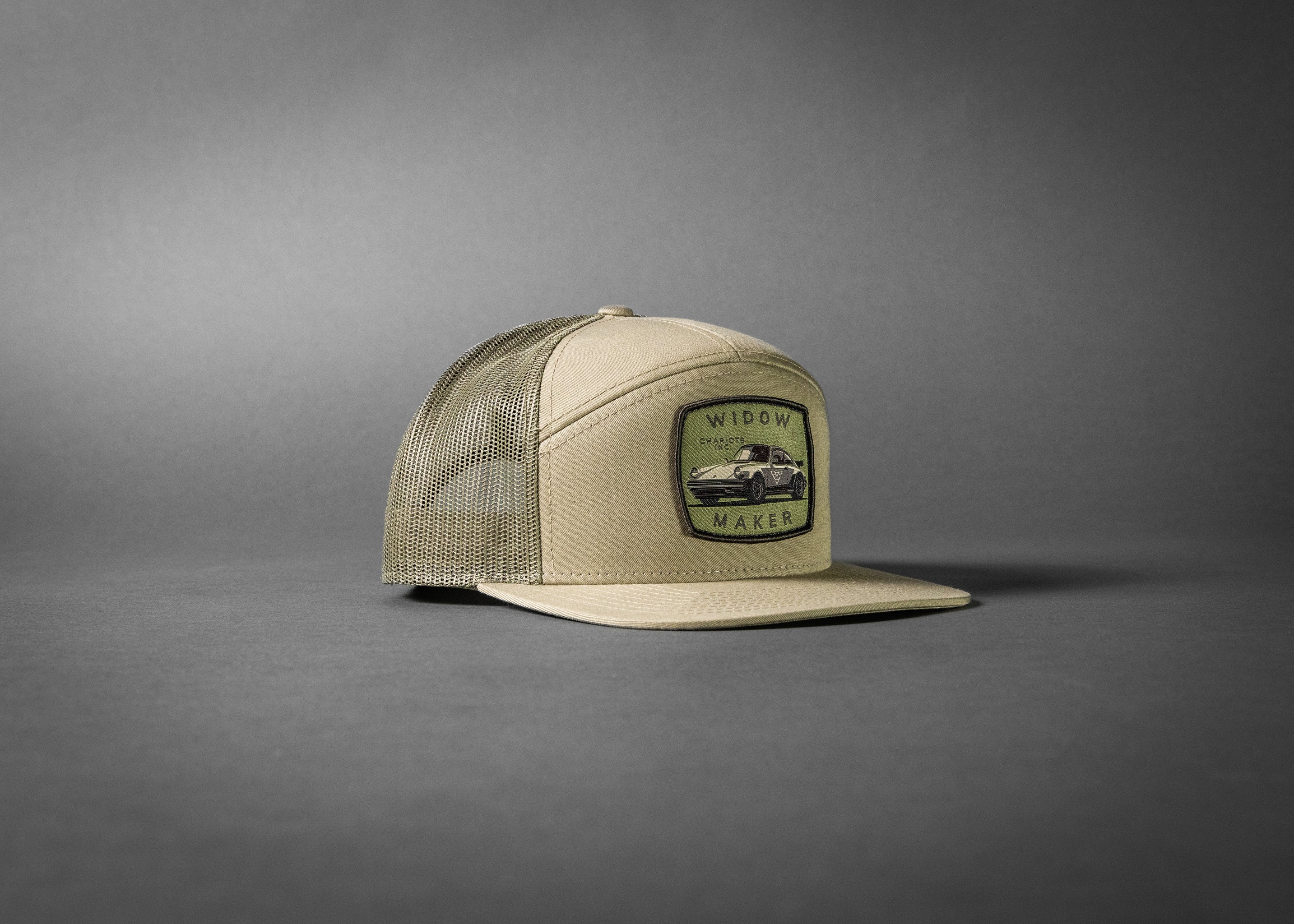 WIDOWMAKER (Pale Khaki/Loden Green Premium 7-Panel Trucker Hat)