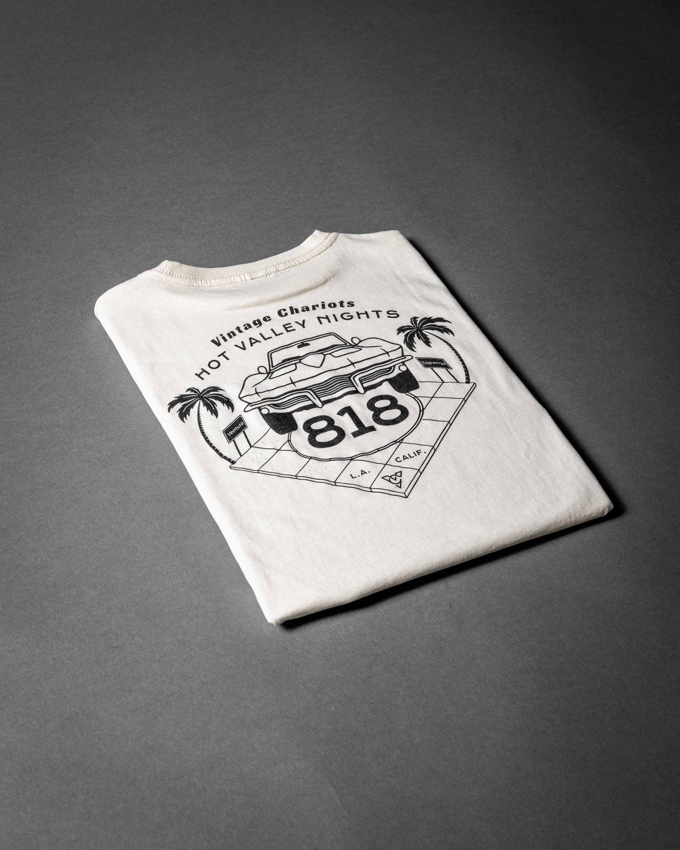 HOT VALLEY NIGHTS TOPANGA 818 WOMENS HIGH WAISTED TEE (Vintage White)