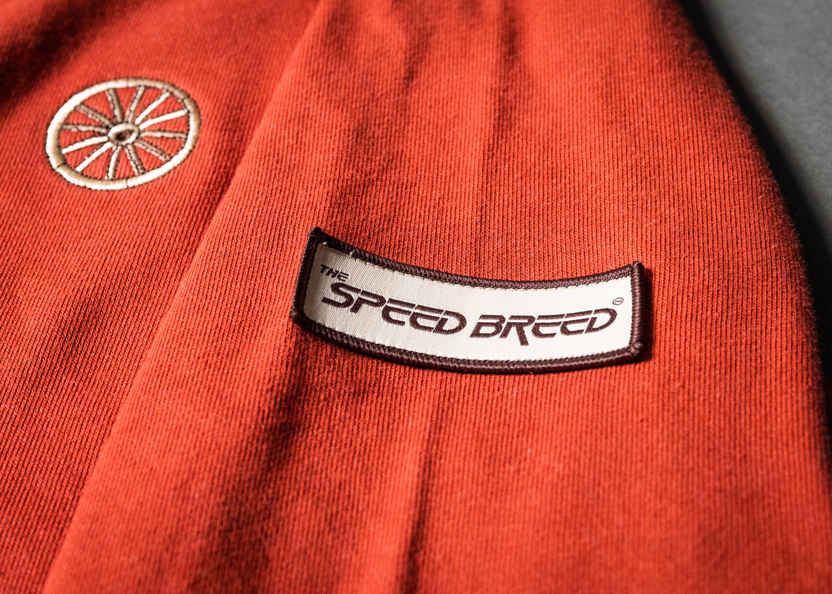 CHARIOTS EMBROIDERED UNISEX FRENCH TERRY CREW NECK SWEATER (Spice Red)