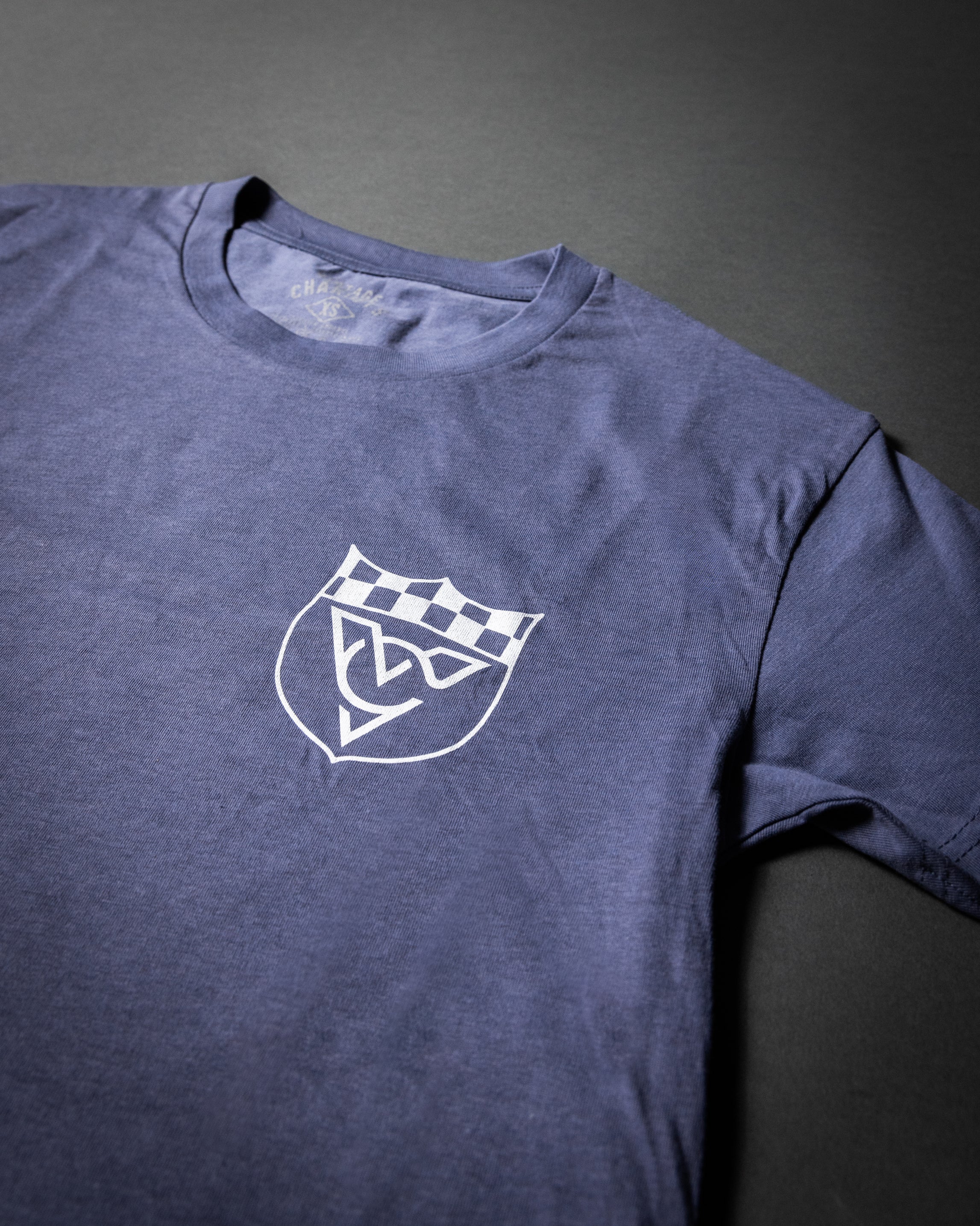 CHECKERED FLAG WOMENS CROP TOP TEE (Blue Haze)