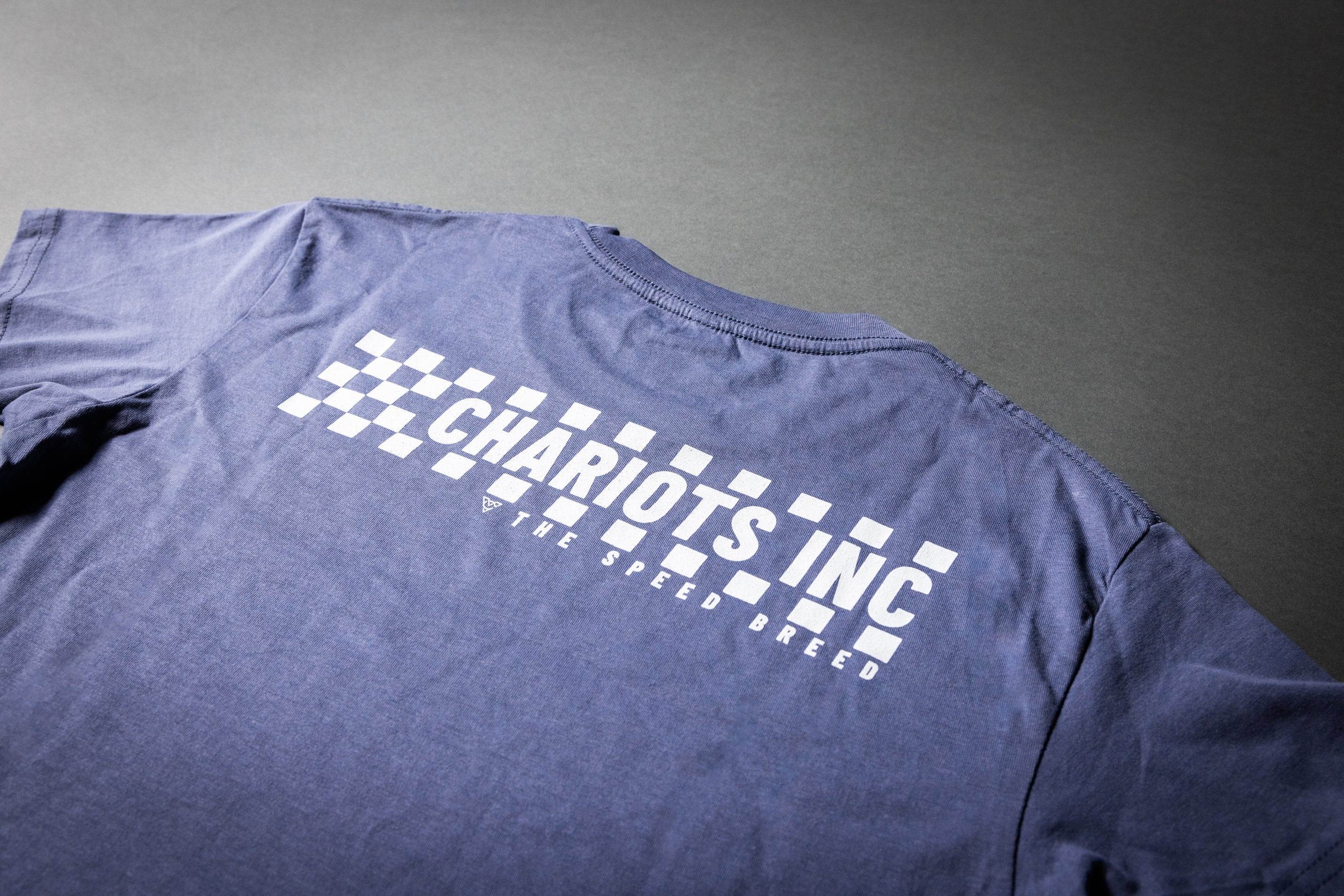 CHECKERED FLAG WOMENS CROP TOP TEE (Blue Haze)