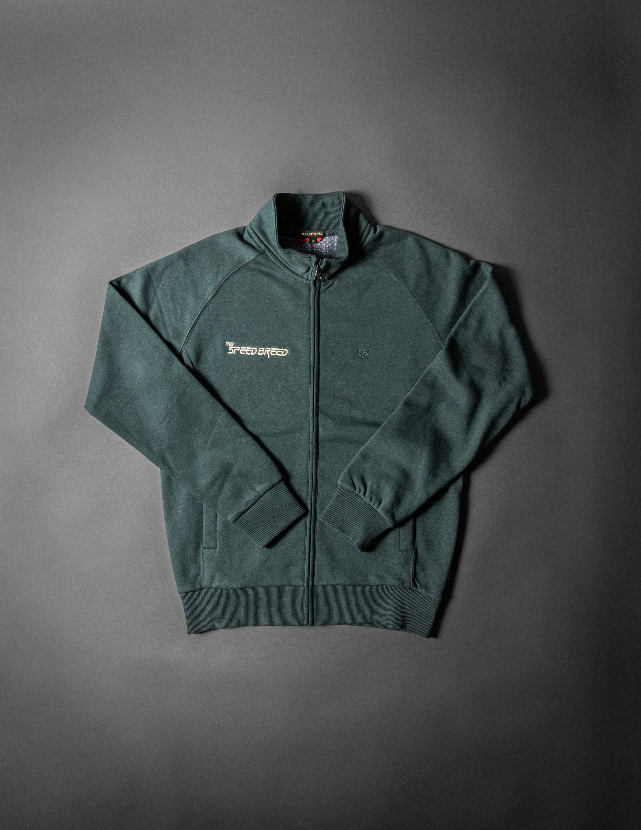 SPEED BREED PREMIUM FULL-ZIP TRACK JACKET (Hunter Green/Light Gold)