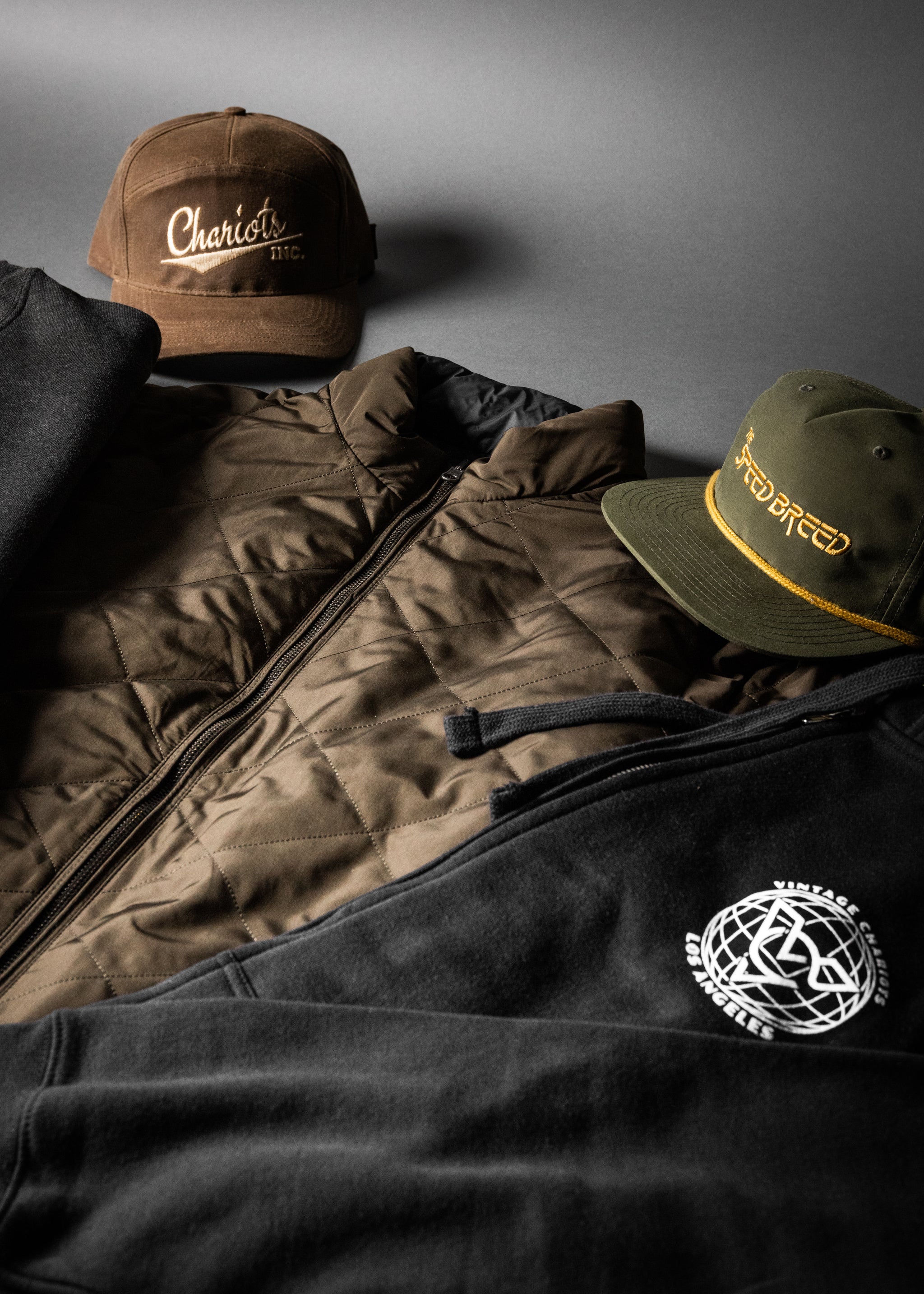 SPEED BREED PREMIUM REVERSIBLE QUILTED PUFFER JACKET (Mocha/Ebony)