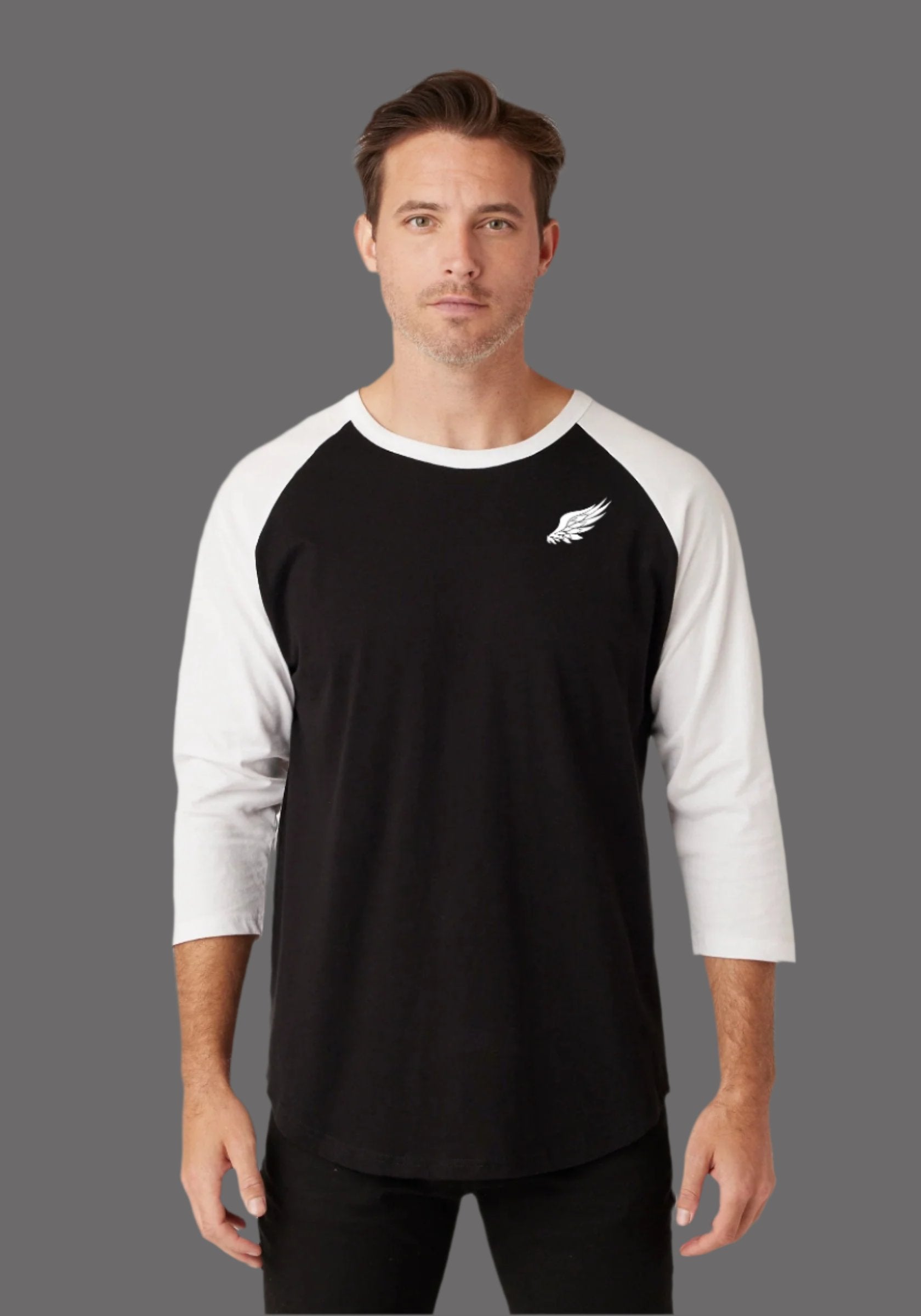 LITTLE BIRD 3/4 SLEEVE BASEBALL TEE (Black/White)