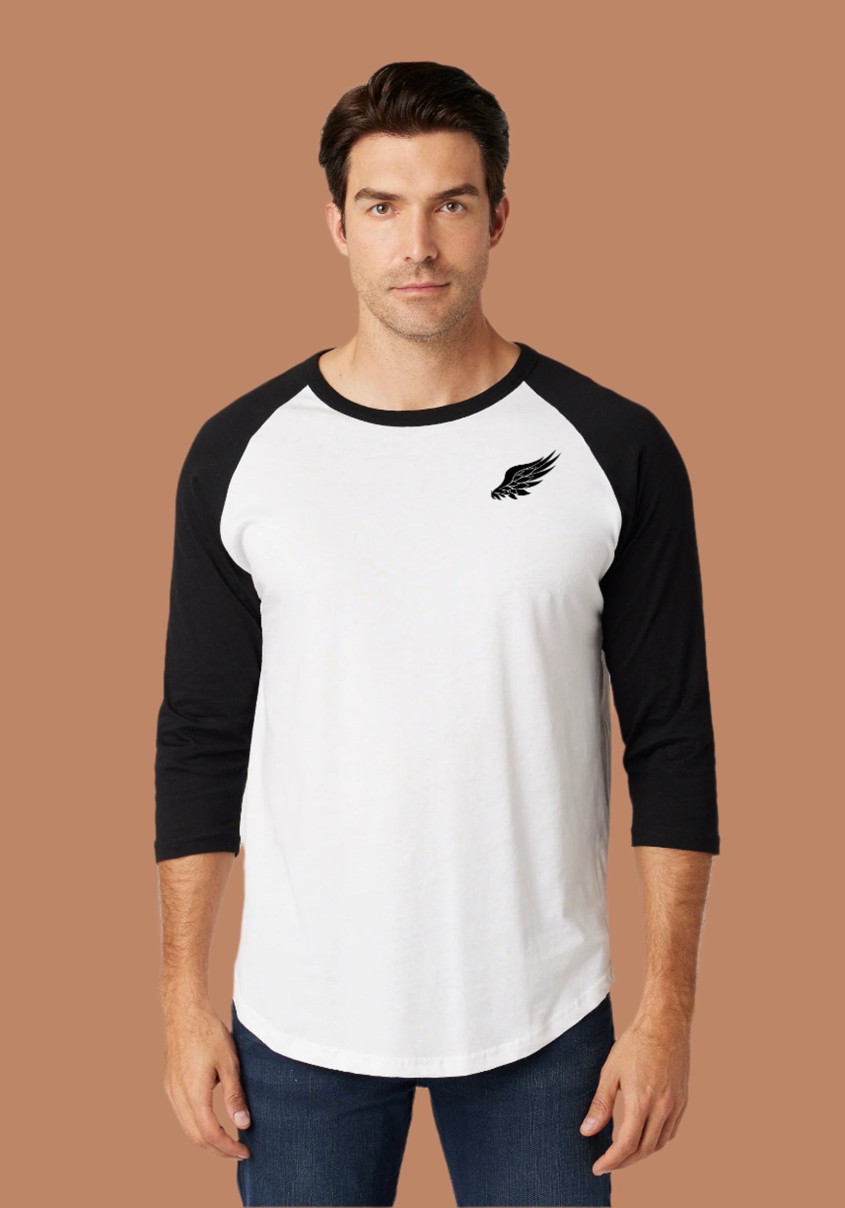 LITTLE BIRD 3/4 SLEEVE BASEBALL TEE (White/Black)