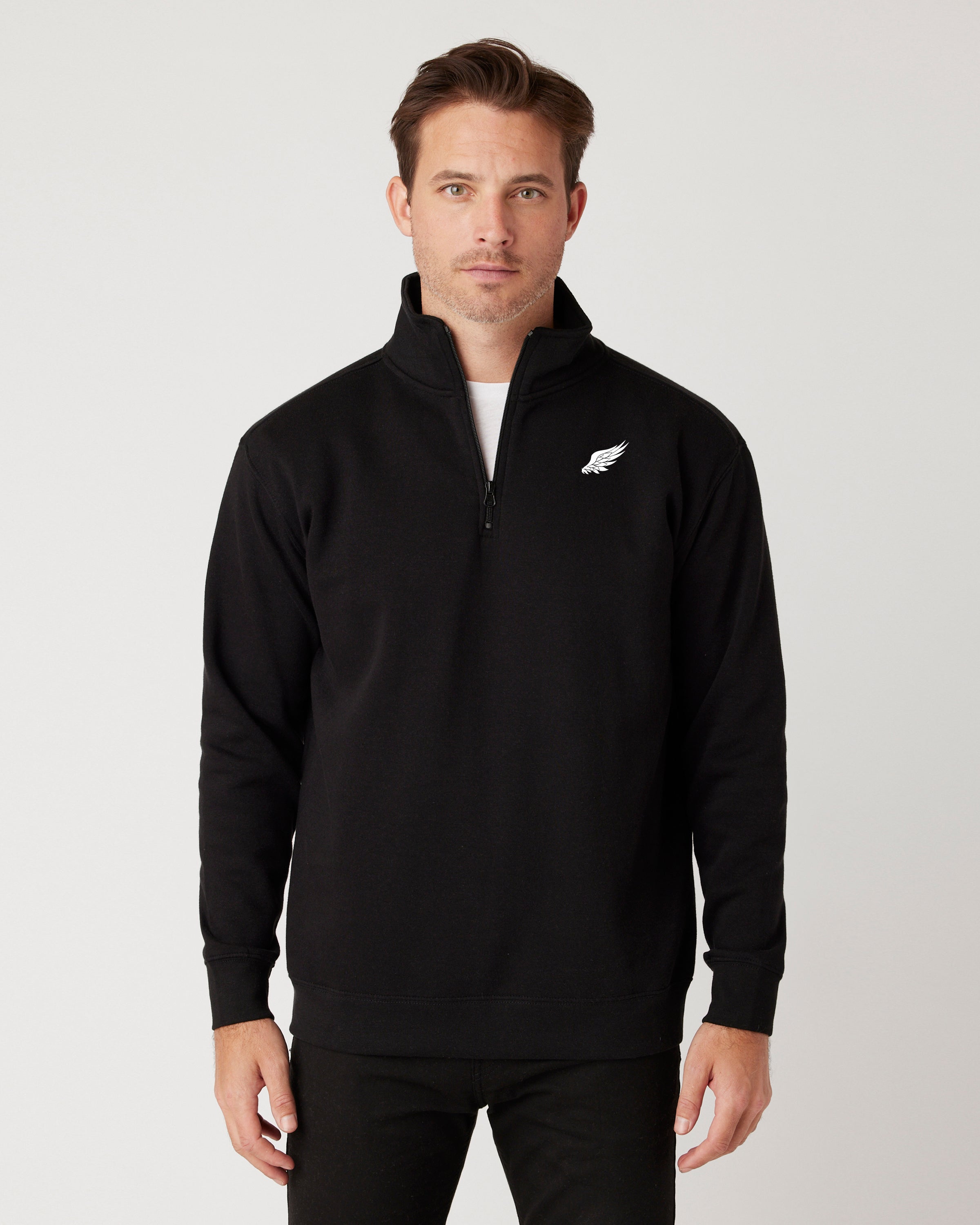 LITTLE BIRD QUARTER ZIP FLEECE PULLOVER (Black)