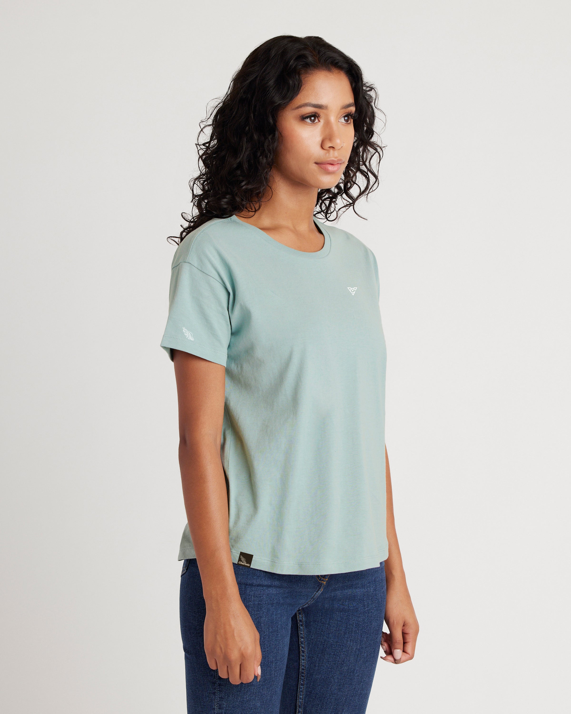 SPARTAN WOMENS HI-LO TEE (Seafoam)