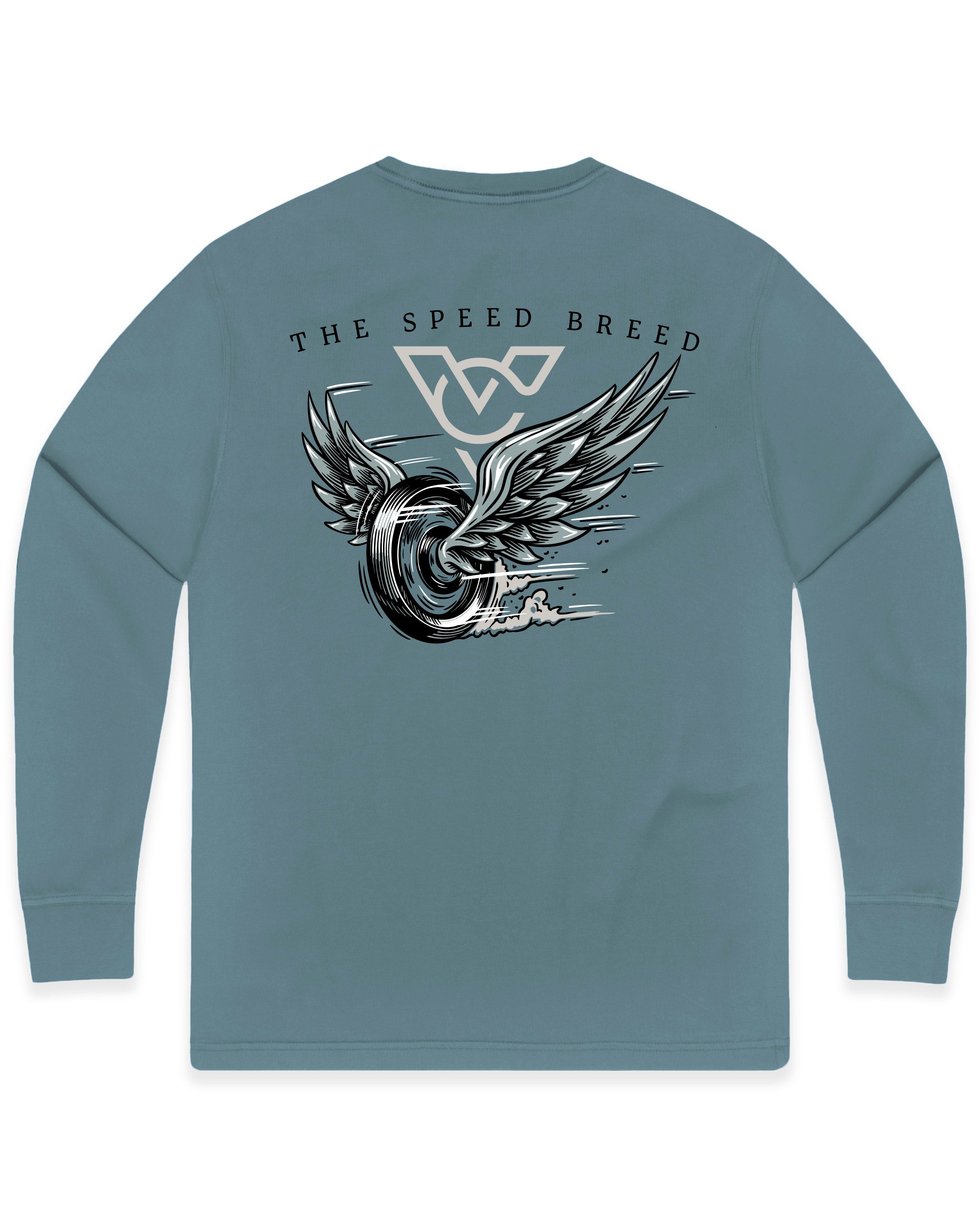 TAKE FLIGHT LONG SLEEVE TEE (Dusty Teal)