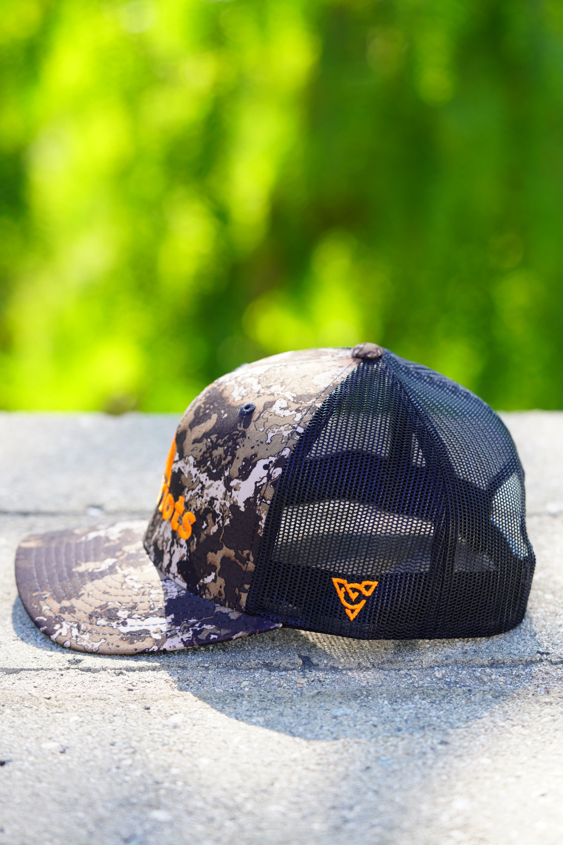 Zephyr Premium Trucker Hat (Veil Camo/Wideland/Orange)