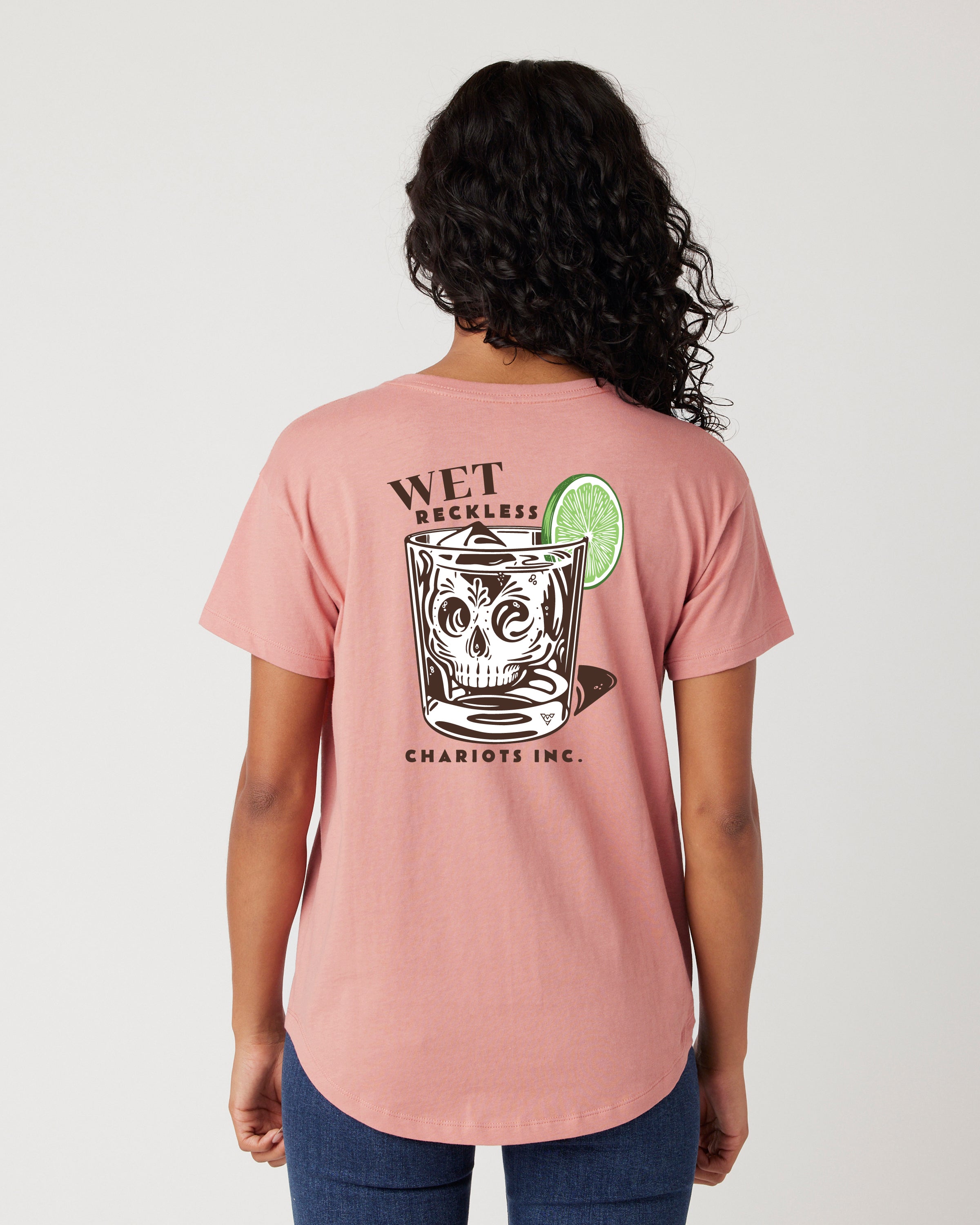 WET RECKLESS WOMENS HI-LO TEE (Dusty Rose)