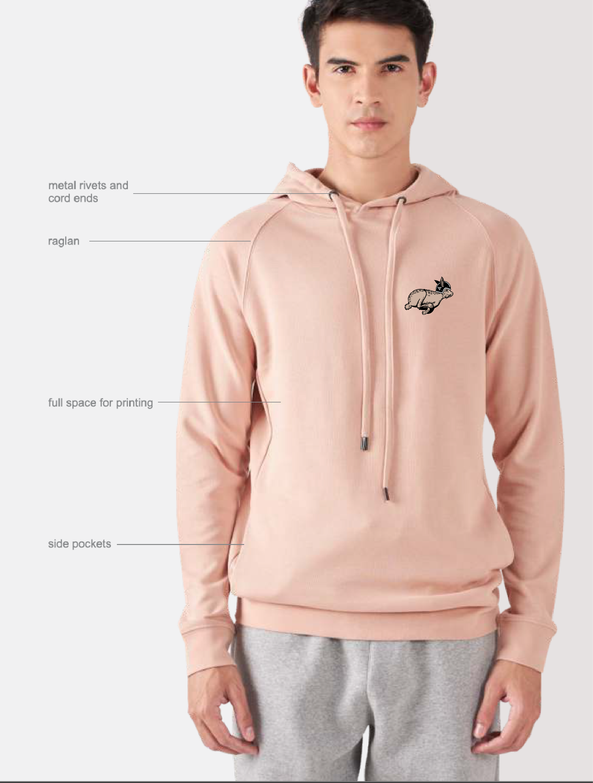 HAREPIN LIGHTWEIGHT PULLOVER HOODIE (Peach)