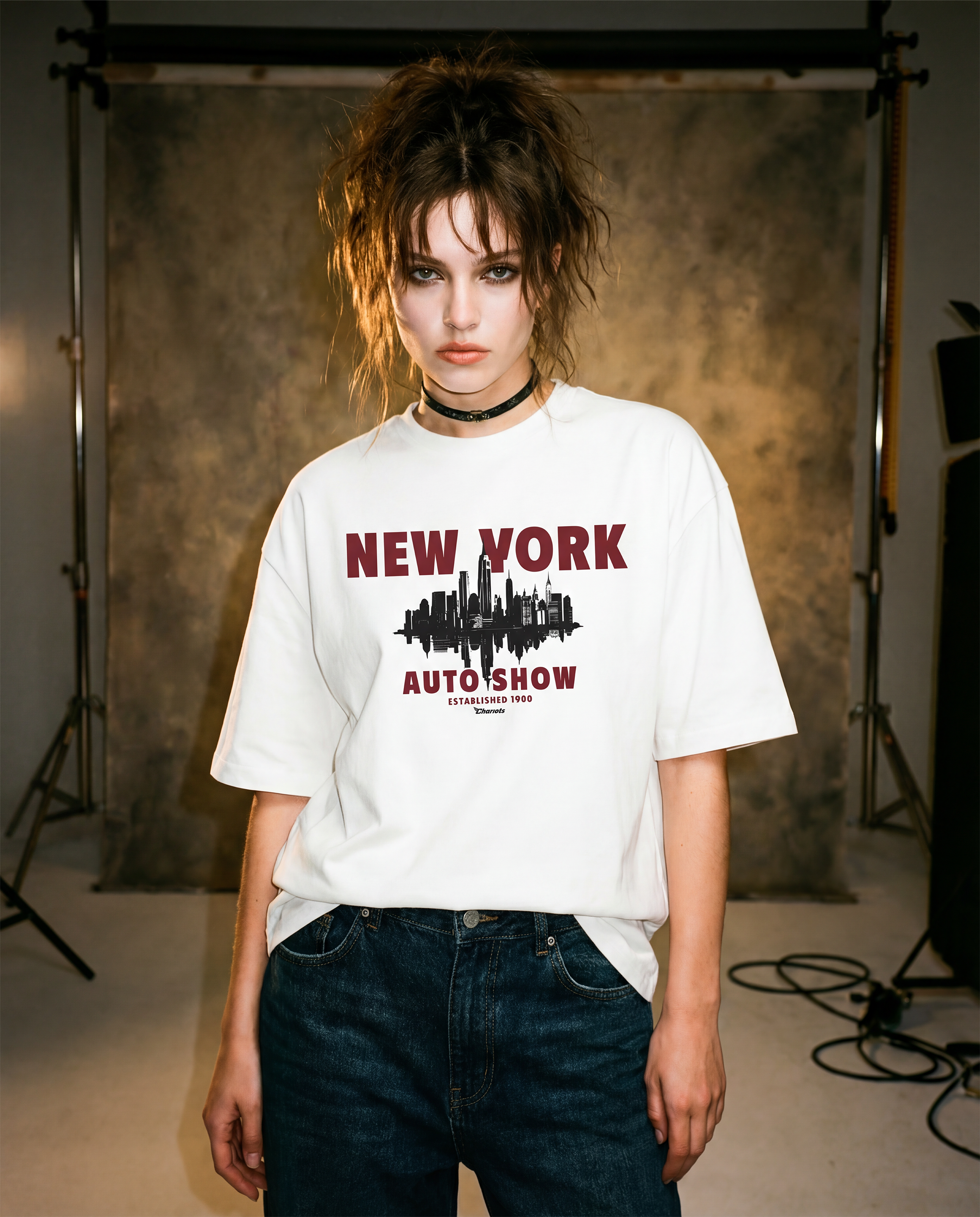 NYIAS26 Skyline Oversized Box Tee (Vintage White)