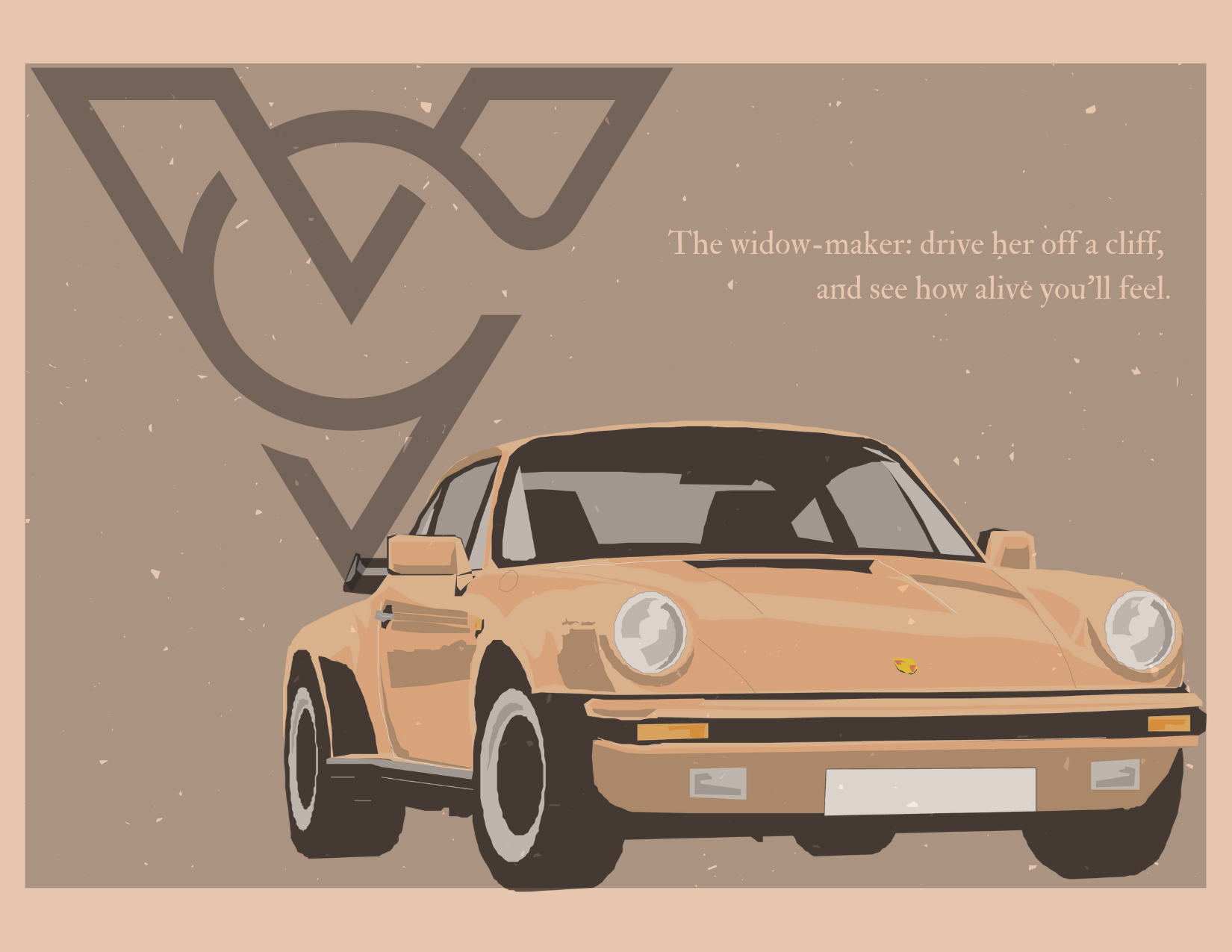 Brown Porsche 930 Postcard