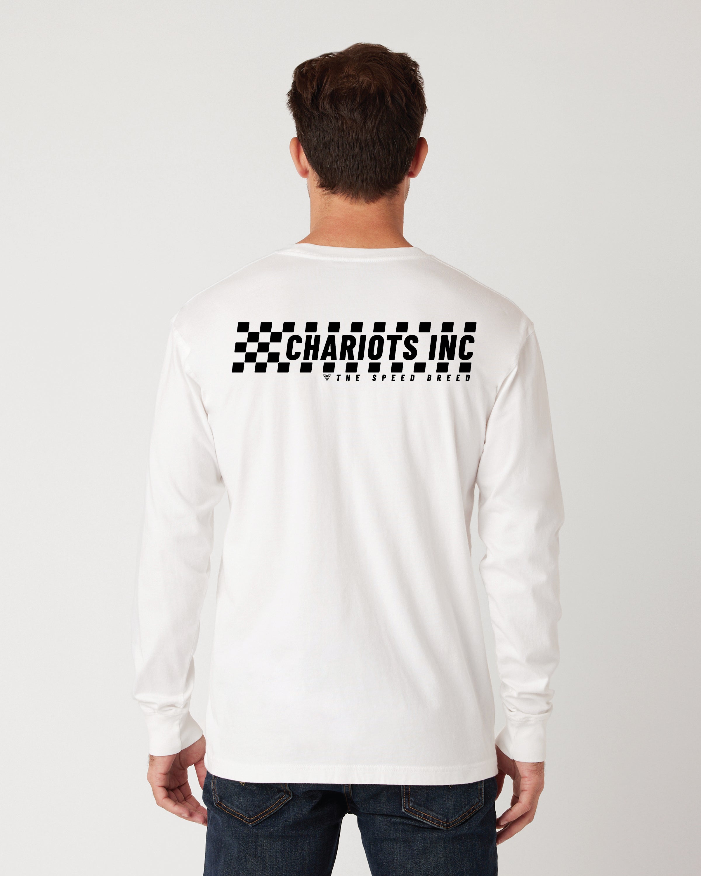 CHECKERED FLAG LONG SLEEVE TEE (White)