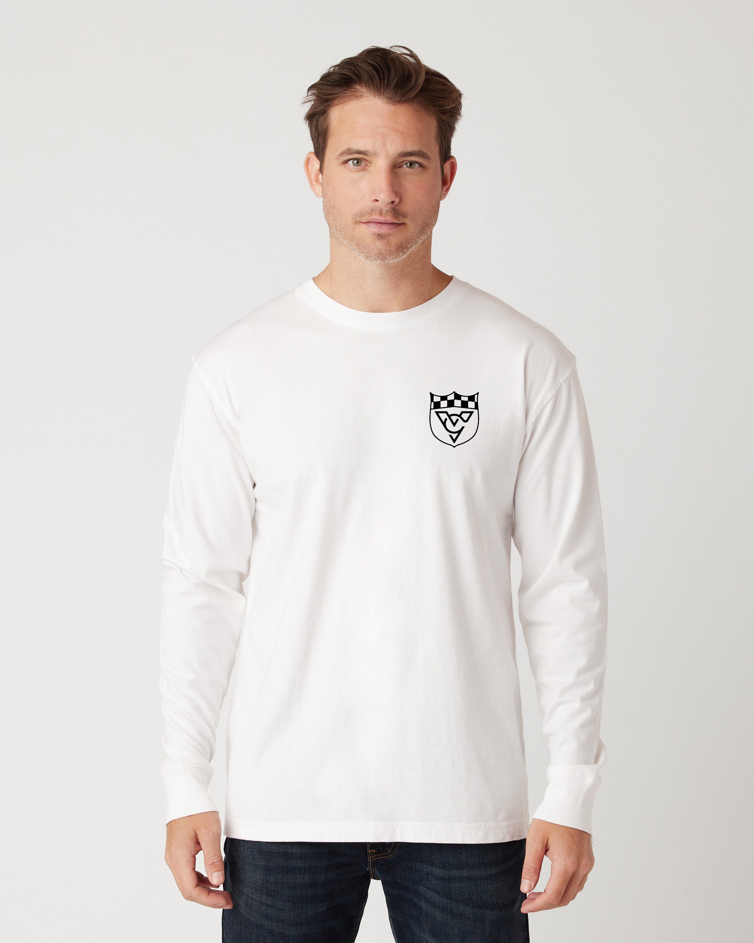 CHECKERED FLAG LONG SLEEVE TEE (White)