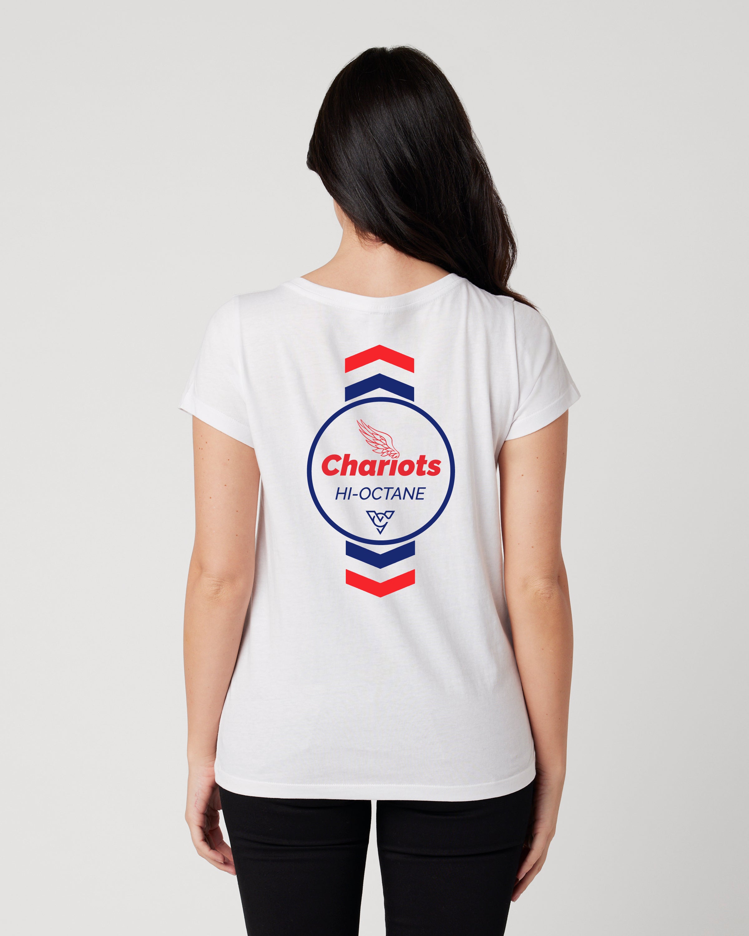 CHEVRON HI OCTANE WOMENS V-NECK TEE (White)