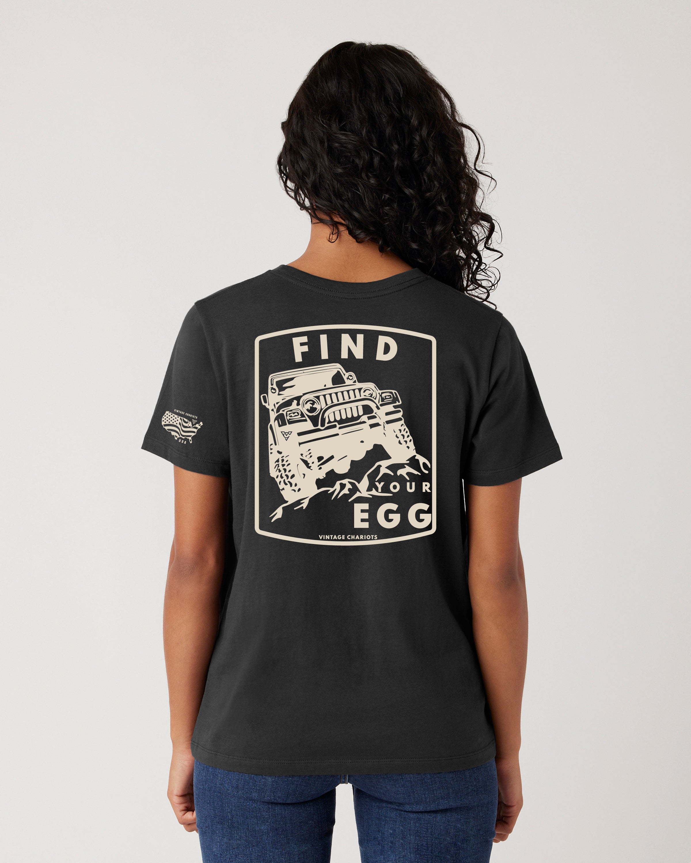 FIND YOUR EGG WOMENS BOYFRIEND TEE (Vintage Black)