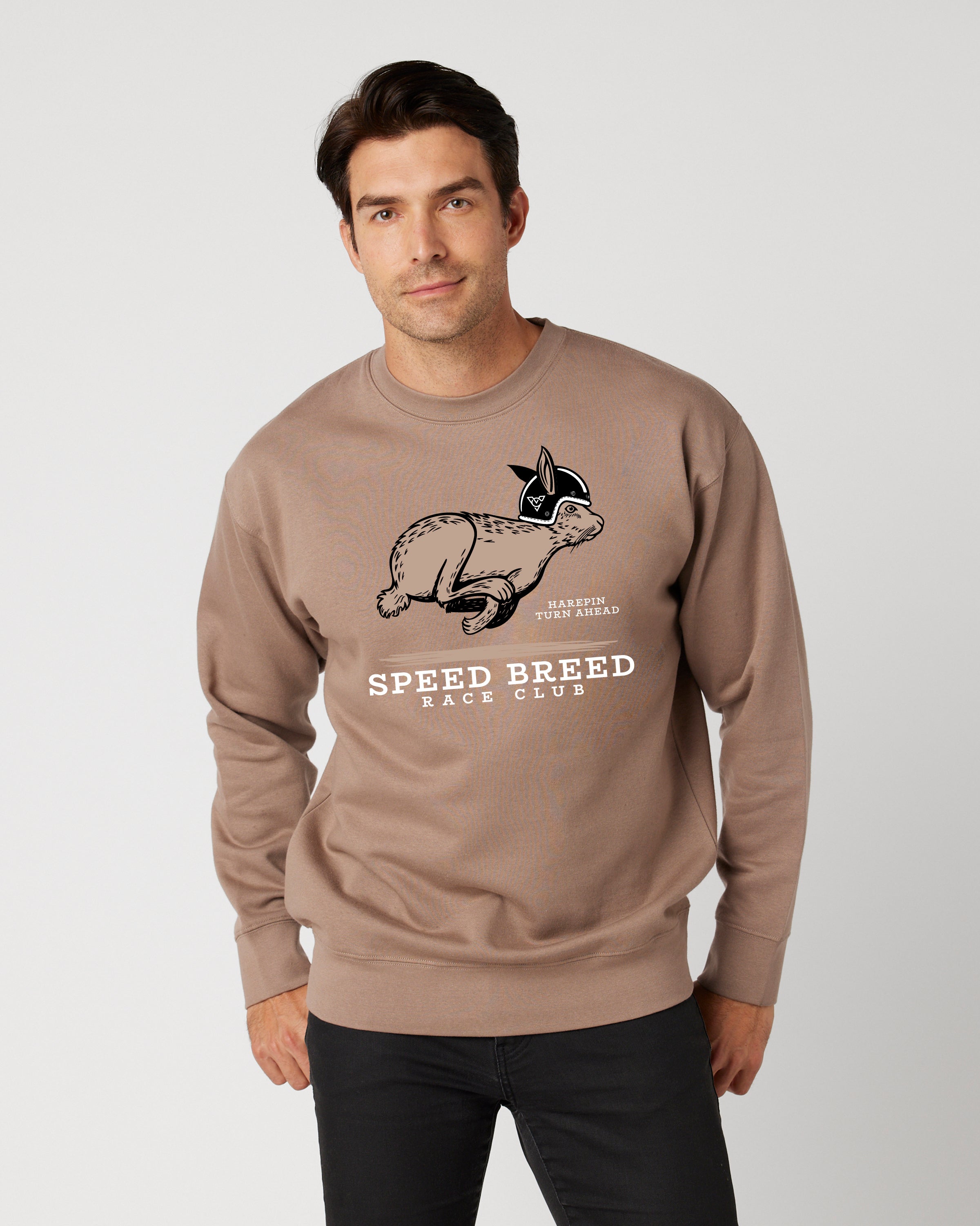 HAREPIN UNISEX PREMIUM CREW NECK SWEATSHIRT (Latte)