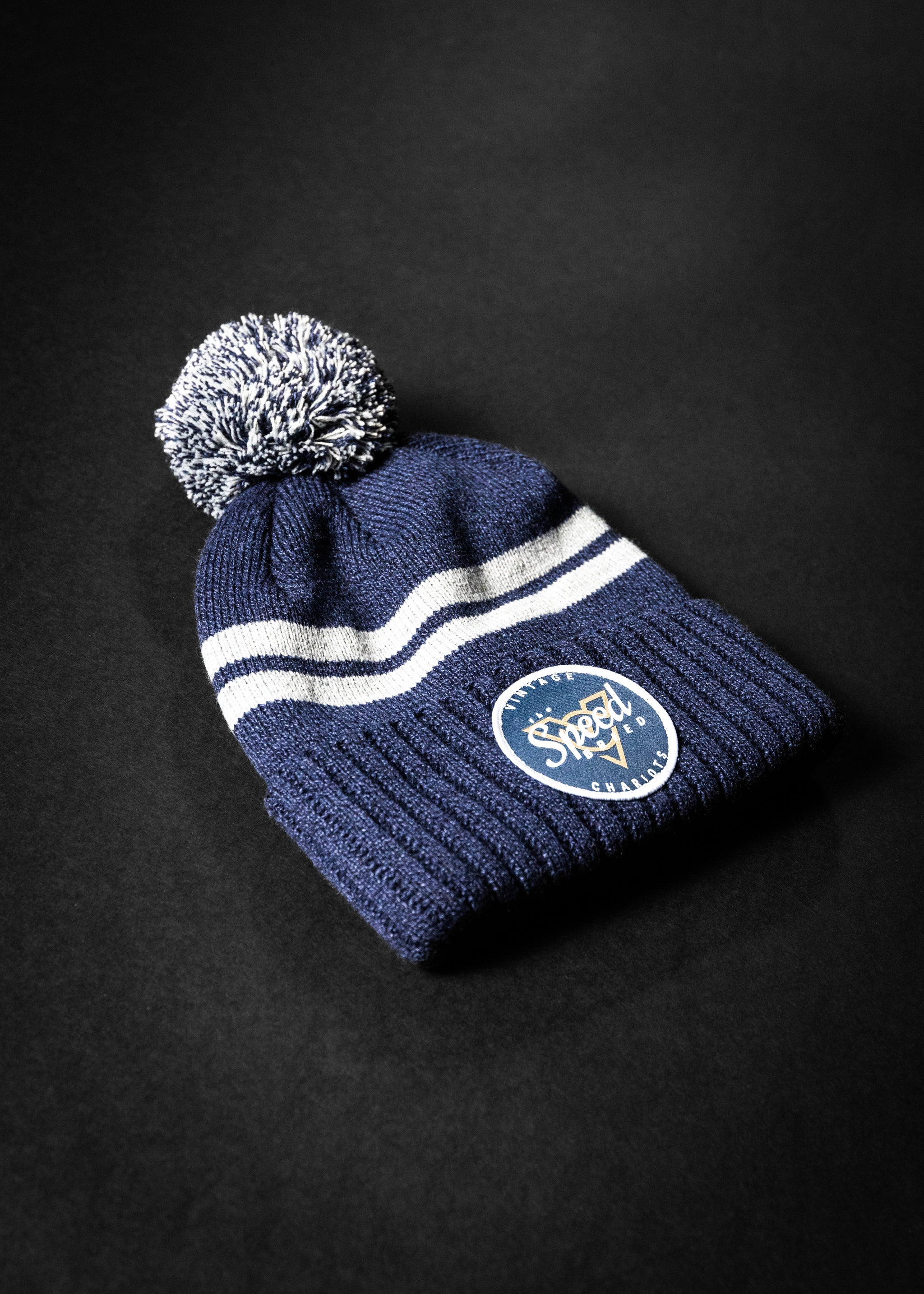 BLUE CIRCLE SPEED BREED SHORT POM BEANIE (Heather Navy)