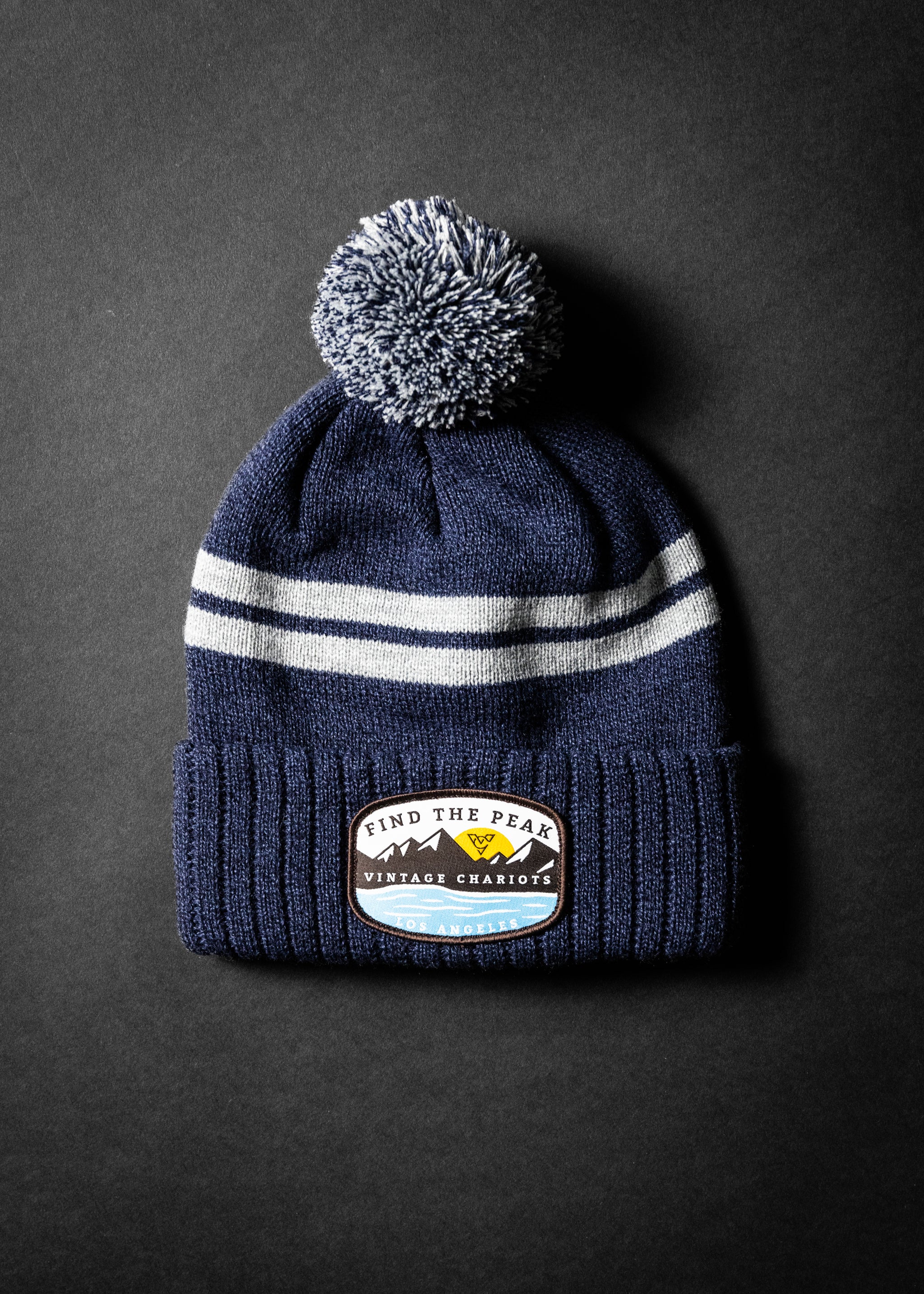 FIND THE PEAK SHORT POM BEANIE (Heather Navy)