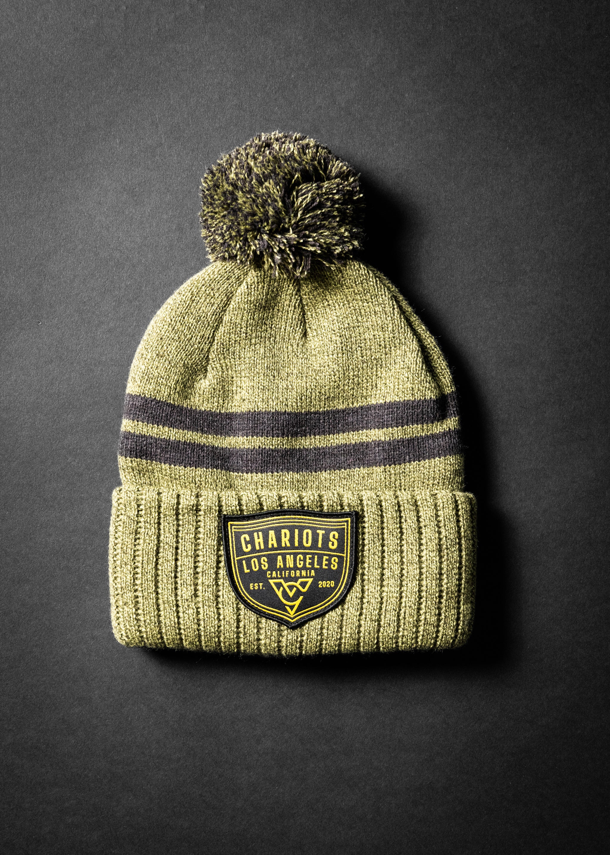 THE SHIELD SHORT POM BEANIE (Military Green)